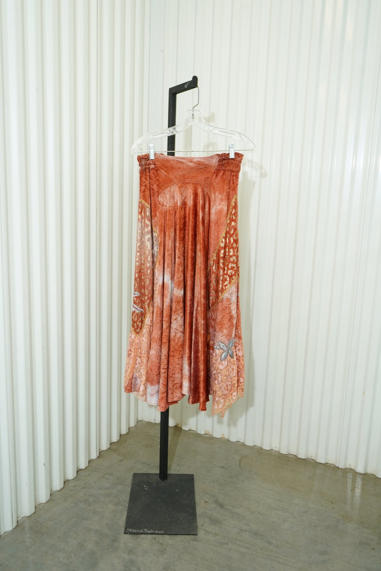 1990s Peach Crushed Velvet Metallic Brocade Lace Avant-Garde Skirt/Jacket Set, image 8