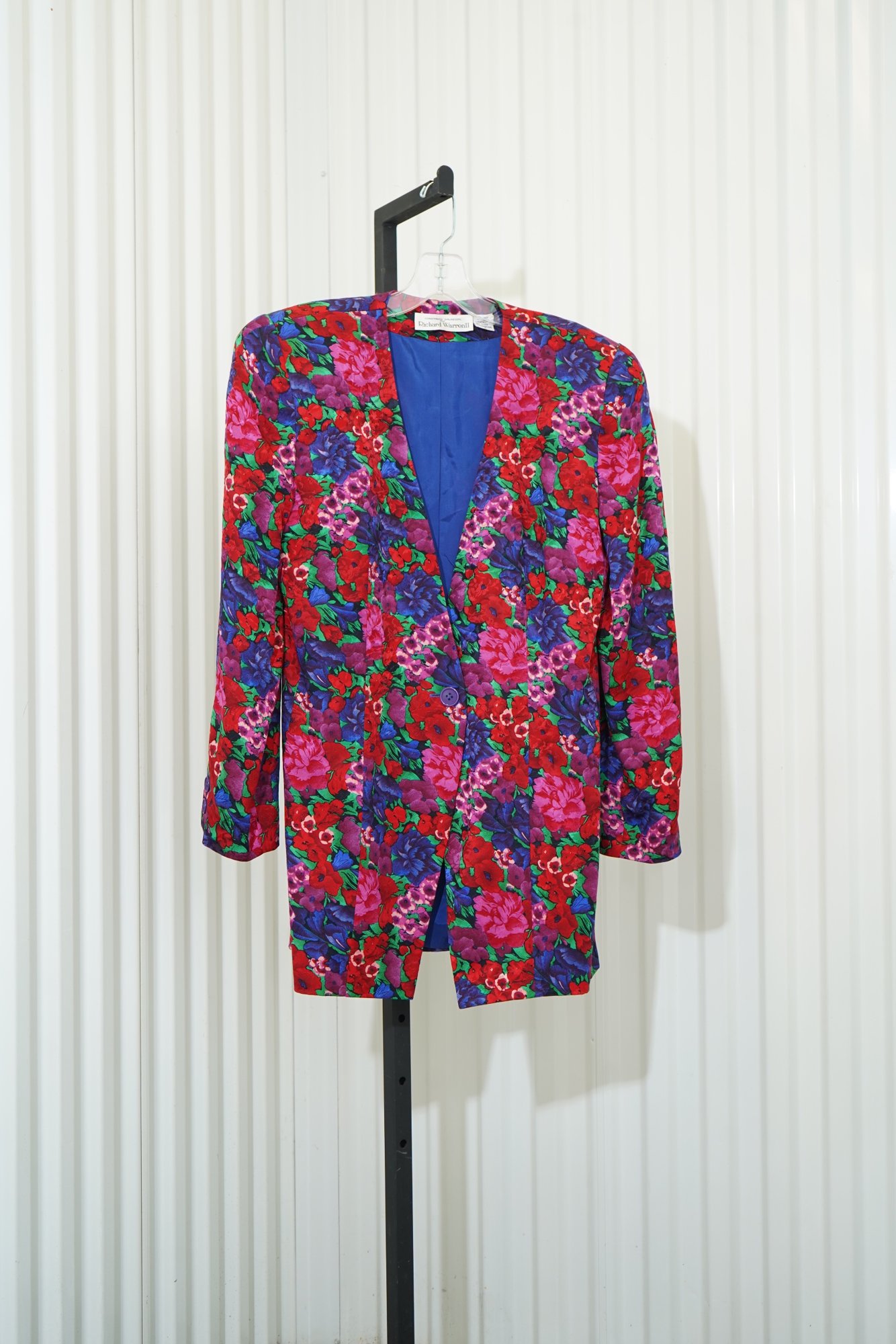 80s Constance Sanders for Richard Warren II Richard silk vibrant floral jacket, image 2