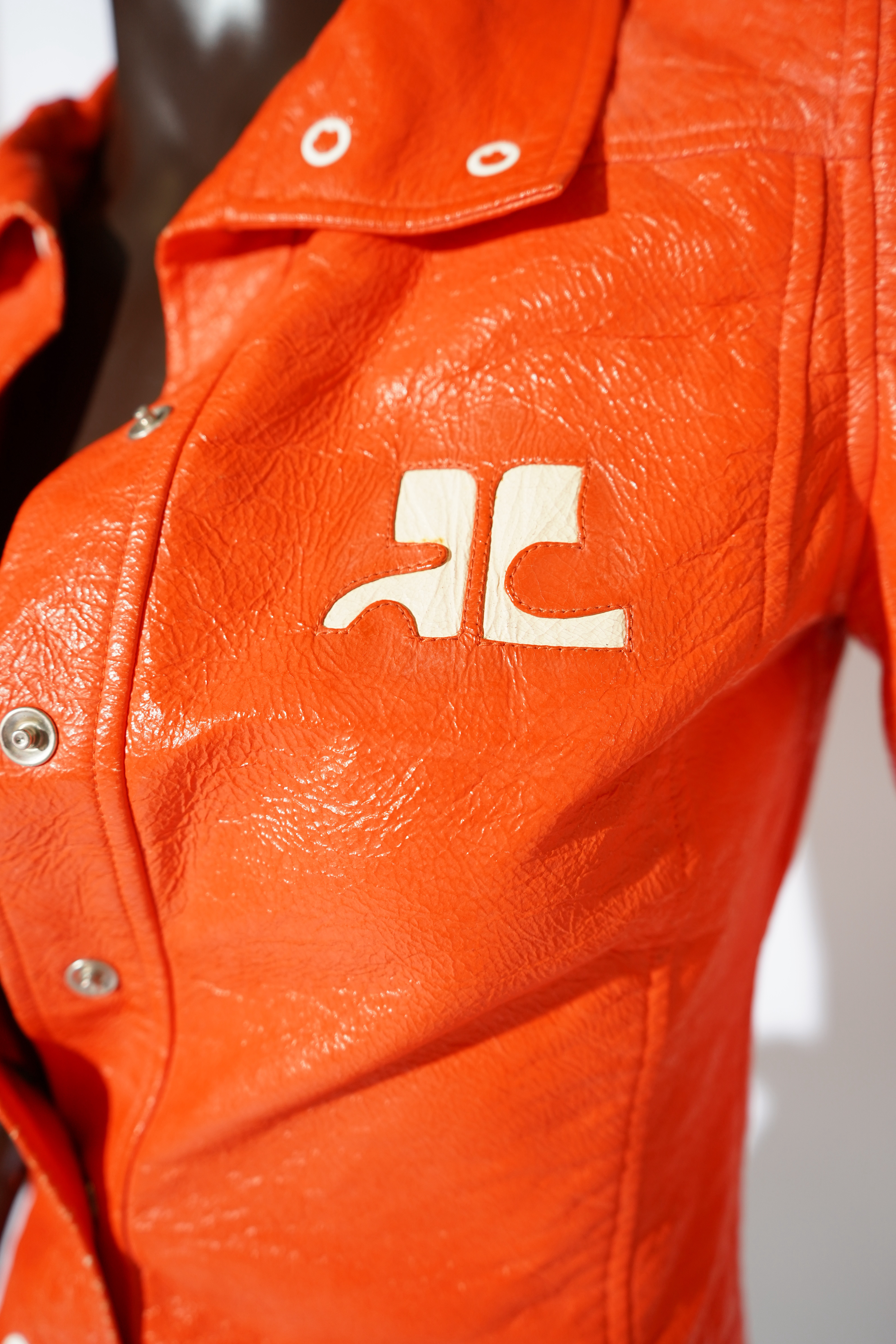 Original 1960s André Courrèges Orange Vinyl Jacket — image 7