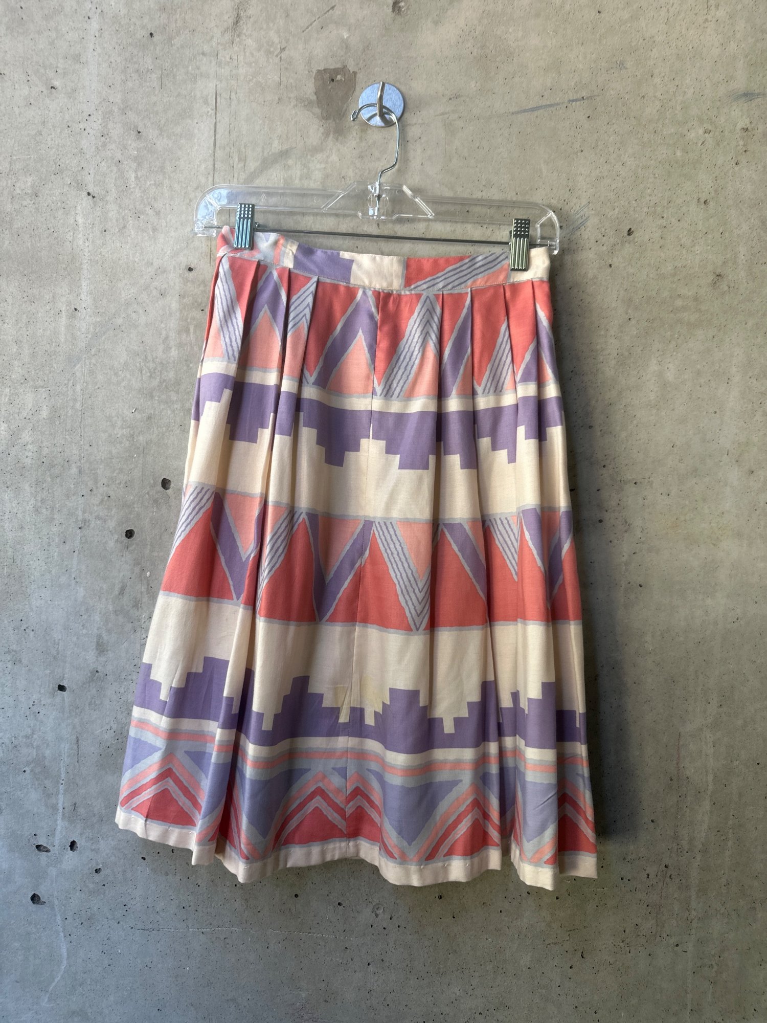 1980s Ice Aztec Print Button-Front Pleated Midi Skirt, image 3