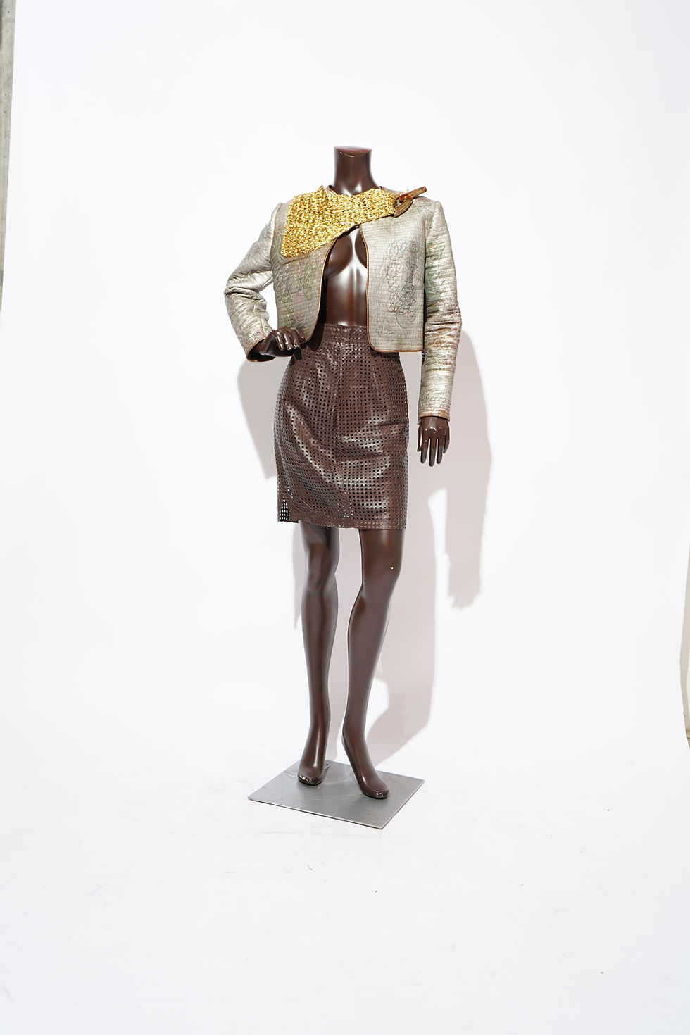 Thumbnail: 1980's Lisandro Sarasola Metallic Quilted Cropped Jacket