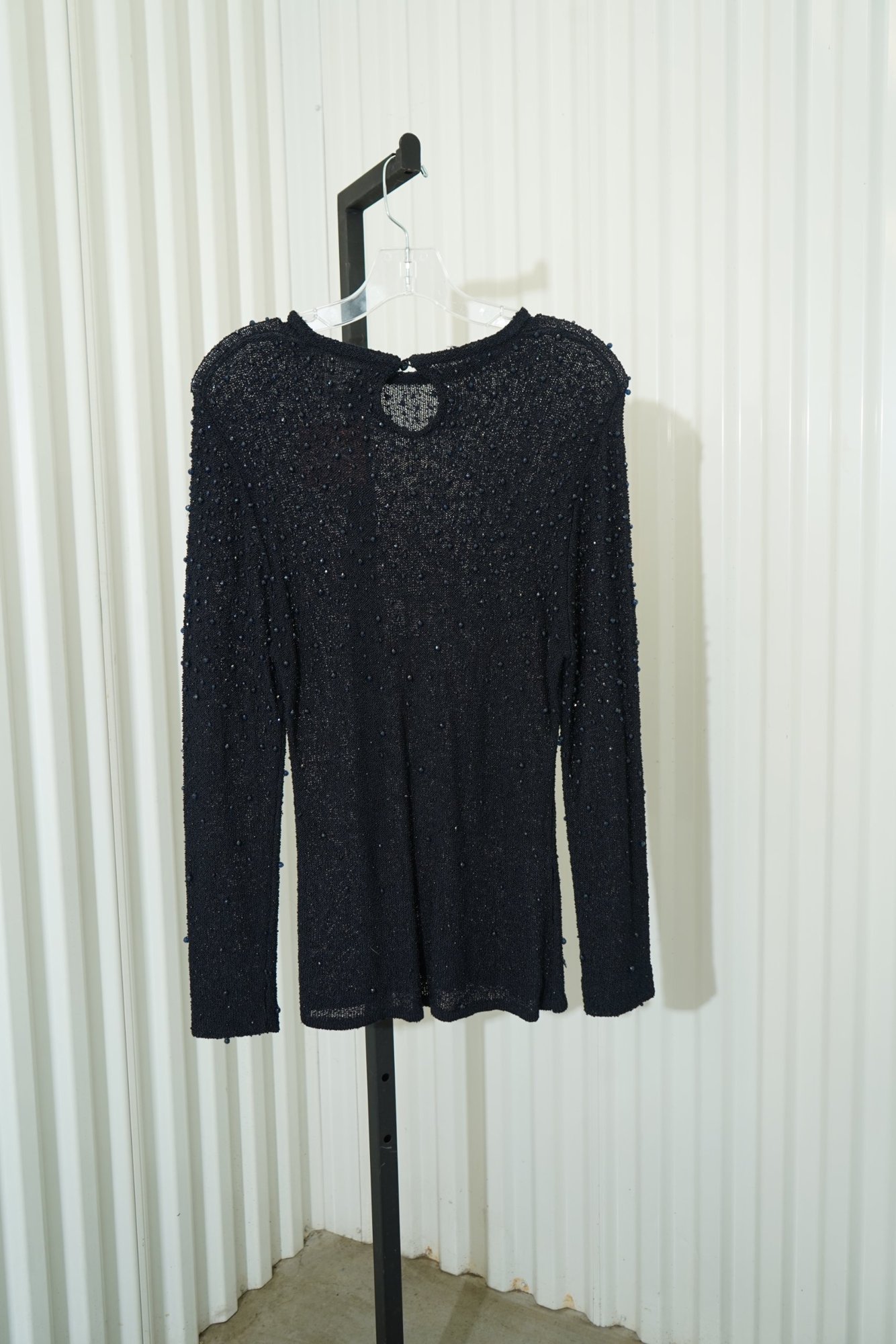 80s Carlisle/Sport Navy All-Over Beaded Knit Sweater, image 5