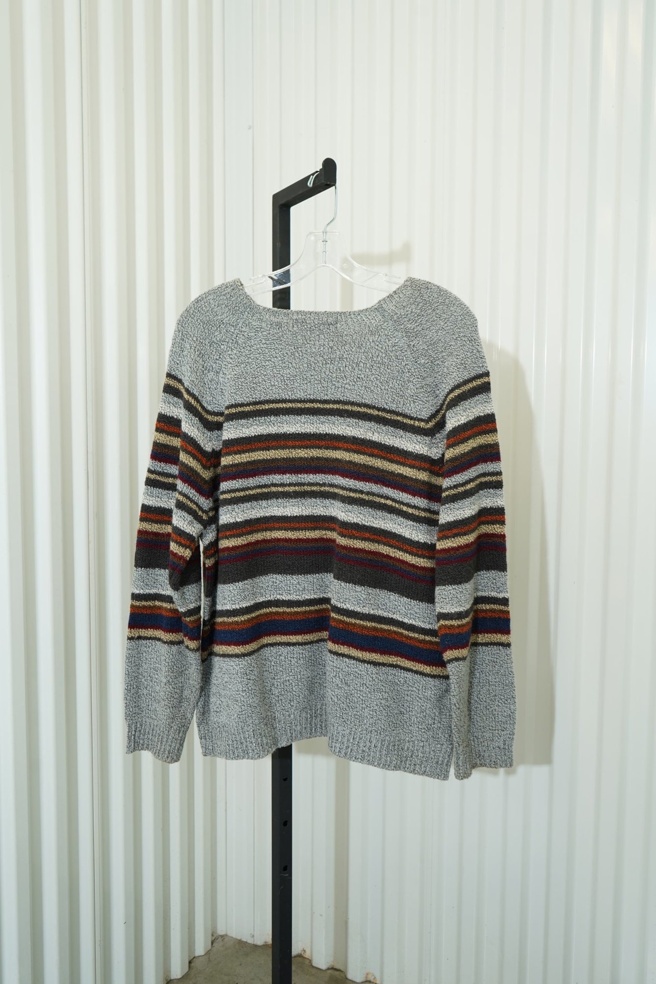 90s Carolyn Taylor Essentials Grey Marl Multi-Stripe Knit Sweater, image 5