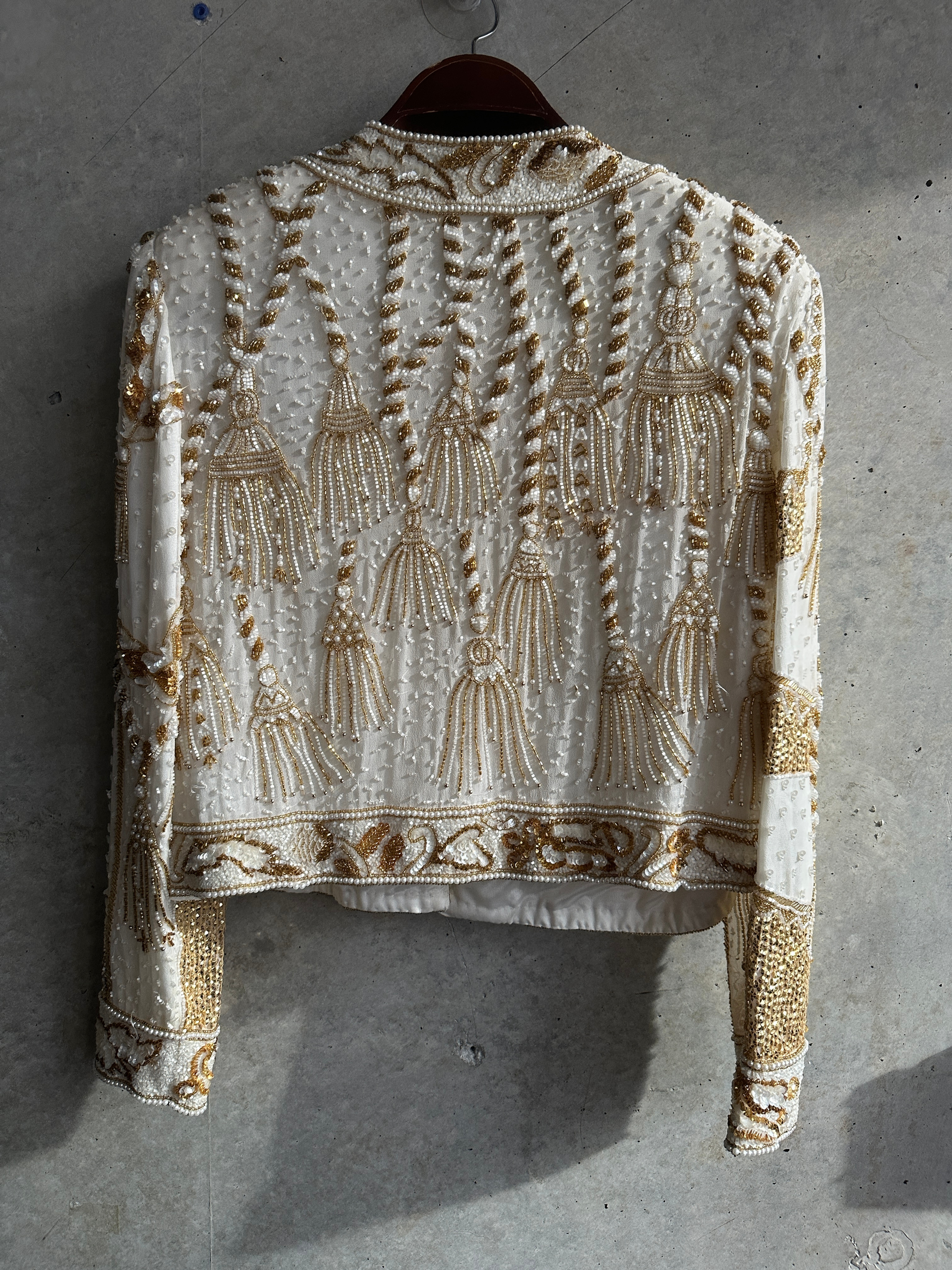 Niteline by Della Roufogali cream and gold beaded blazer — image 2
