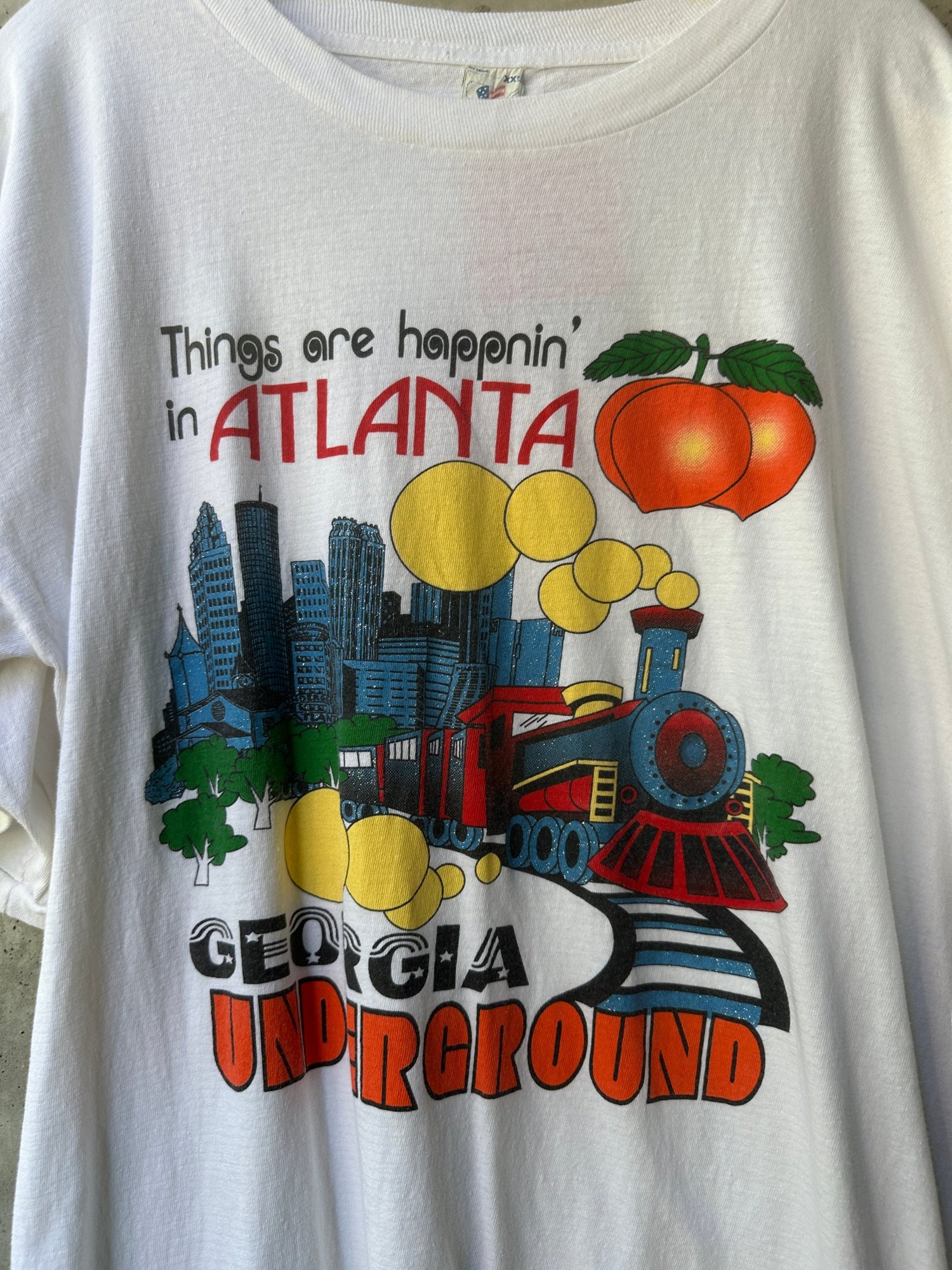 1990s T-USA Vintage White ATL Underground T-Shirt, image 2