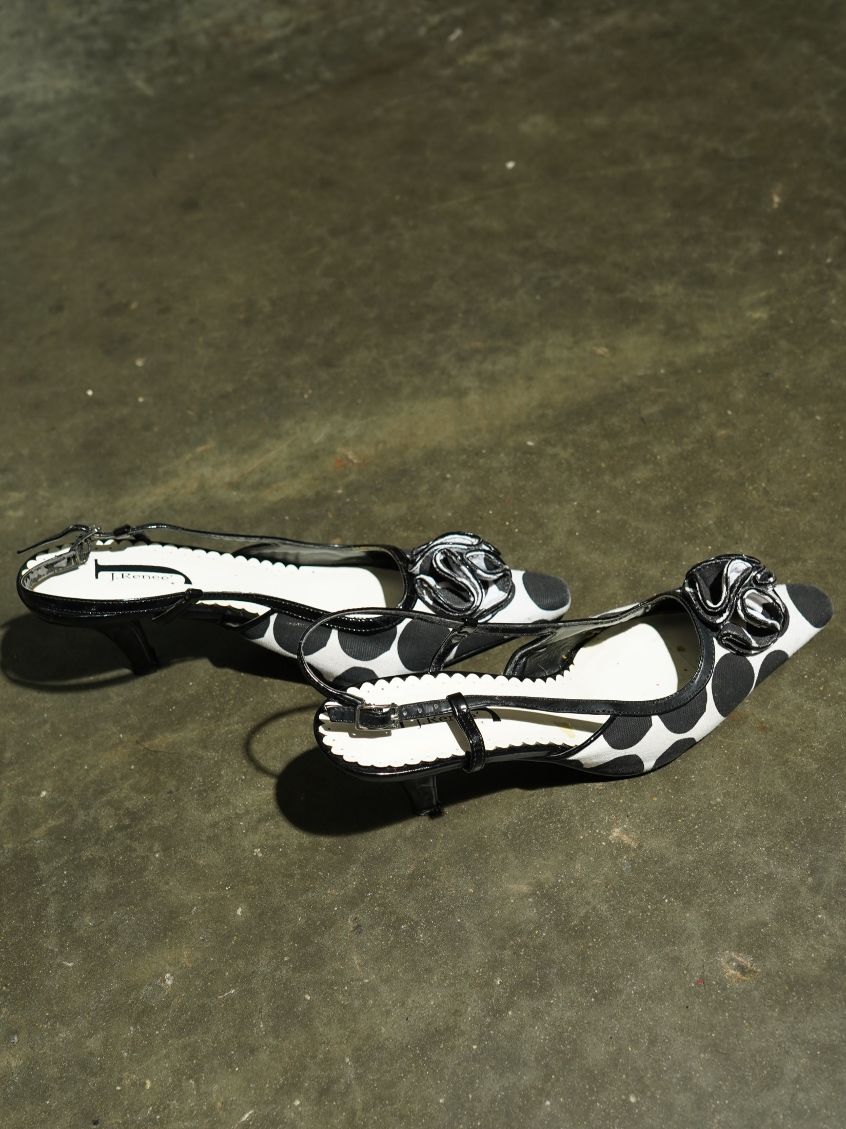 J. Renee Black & White Polka Dot Rosette Slingback — image 5