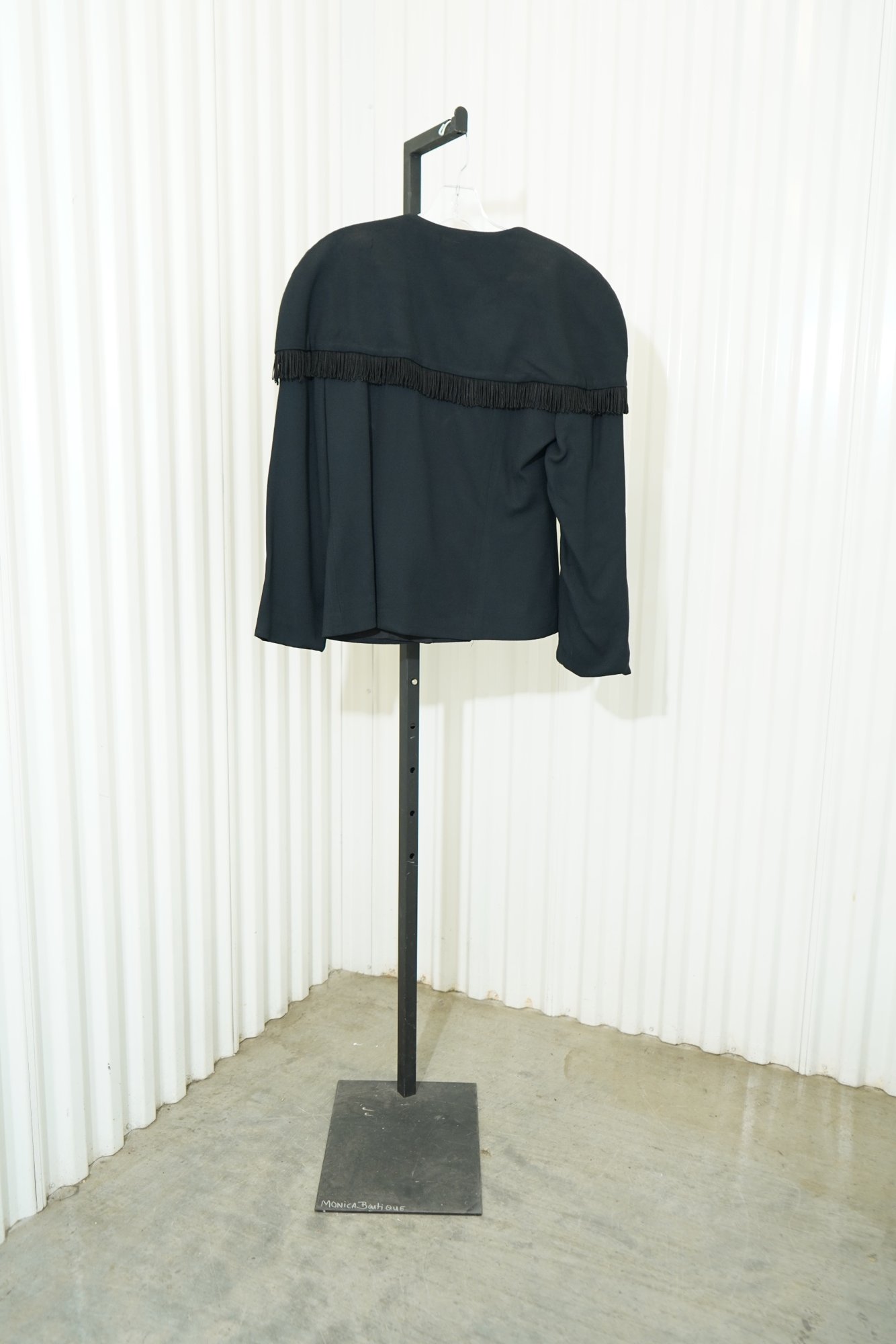 80s Rose Papi Black Fringe Cape-Yoke Structured Jacket, image 6