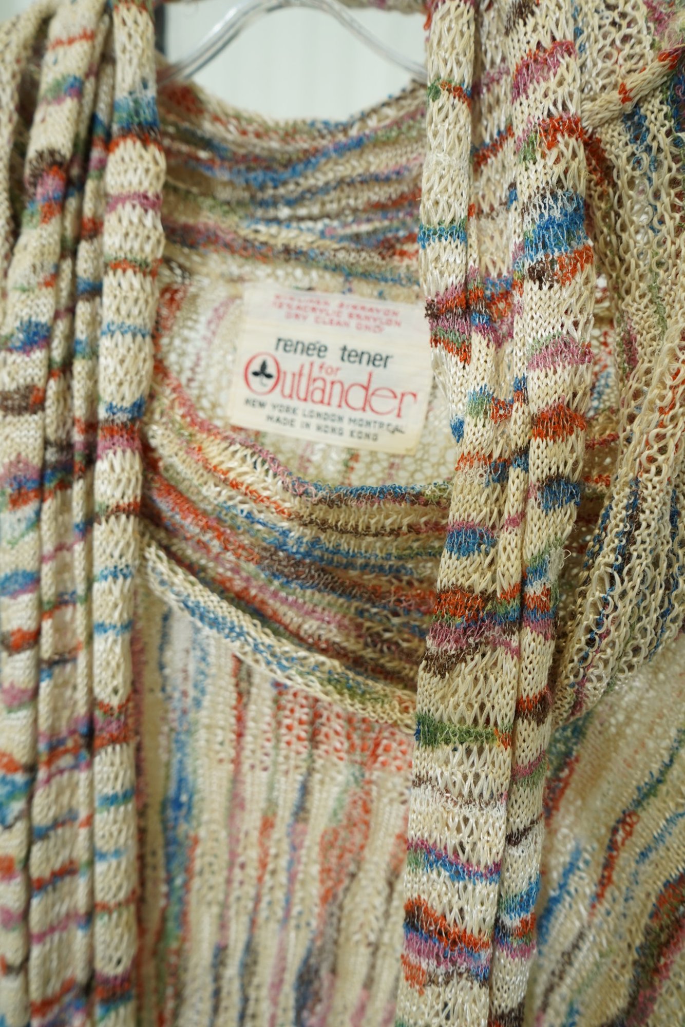 70s Renée Tener for Outlander Cream Space-Dye Open Knit Sweater with Scarf, image 7
