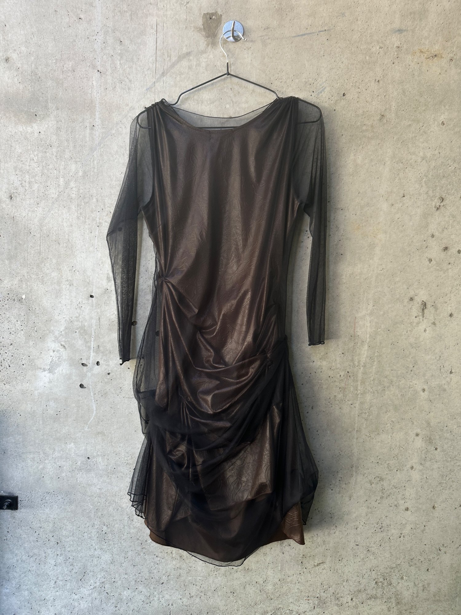 1990s-2000s J.S.P. Sheer Mesh Ruched Dress, image 6