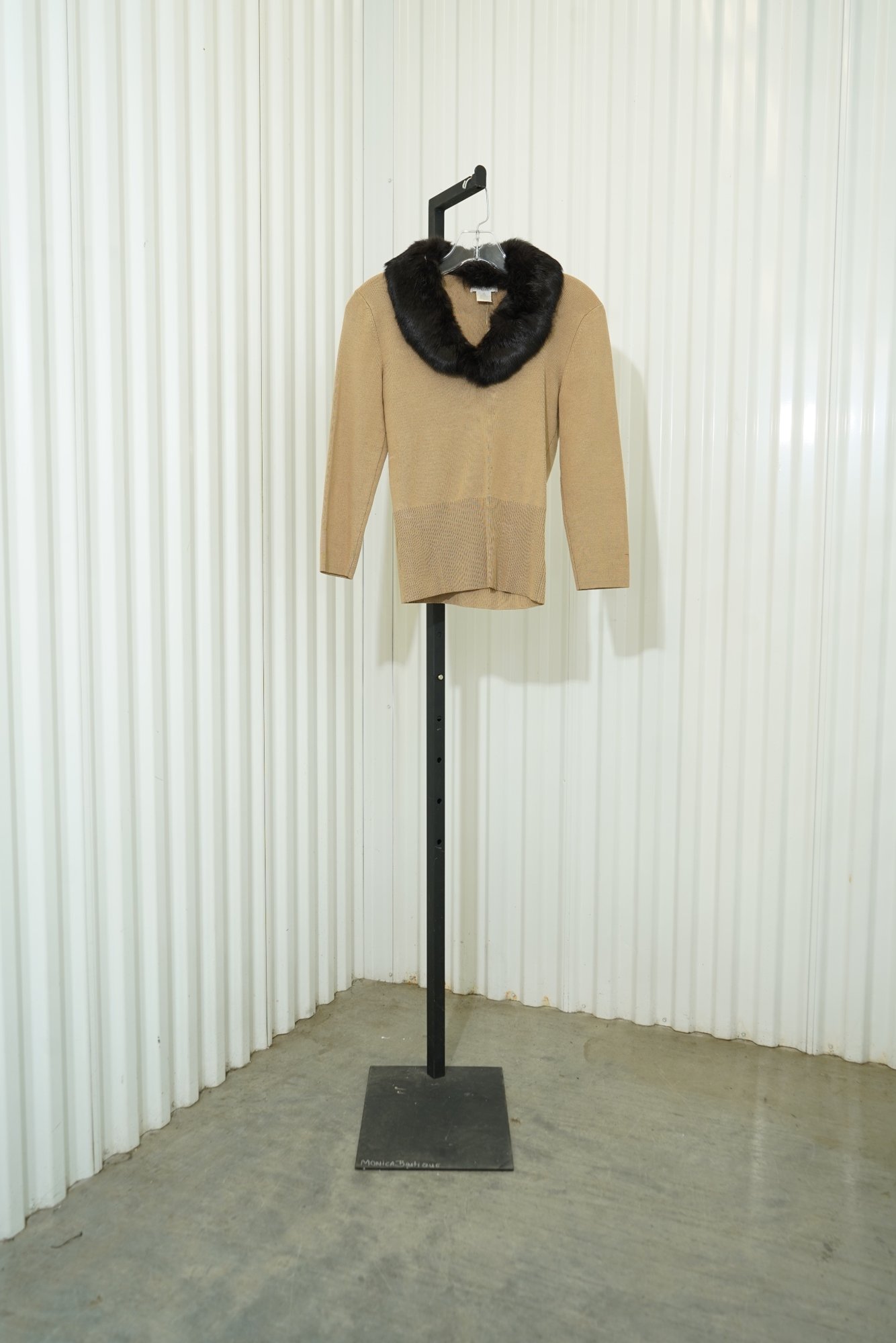 80s By artisan Camel Brown Fur Collar knit sweater, image 2