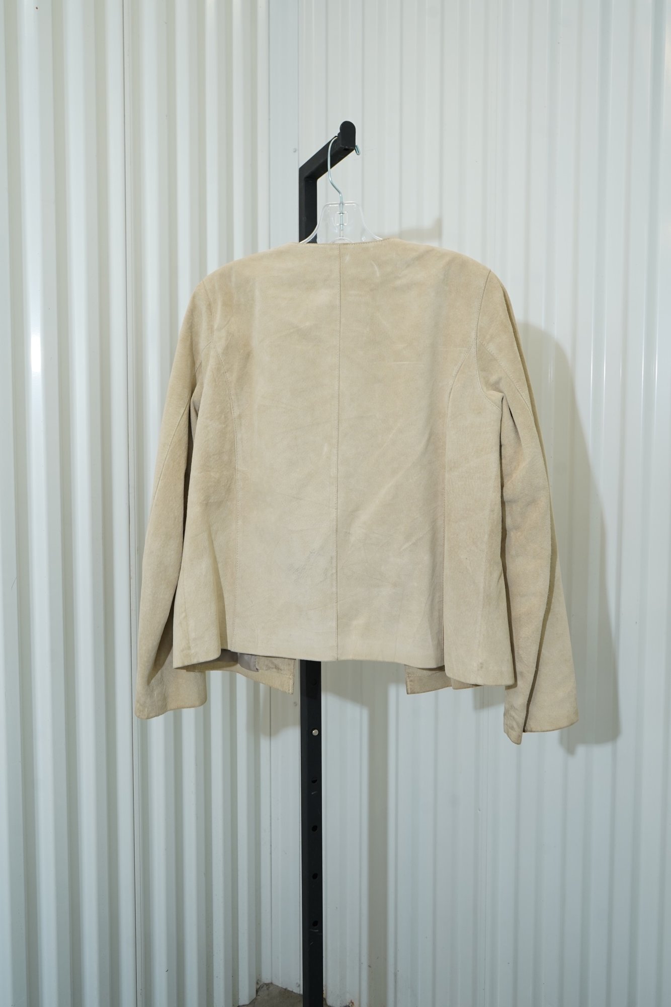 2000s-2010s Merona beige suede collarless open-front jacket, image 5