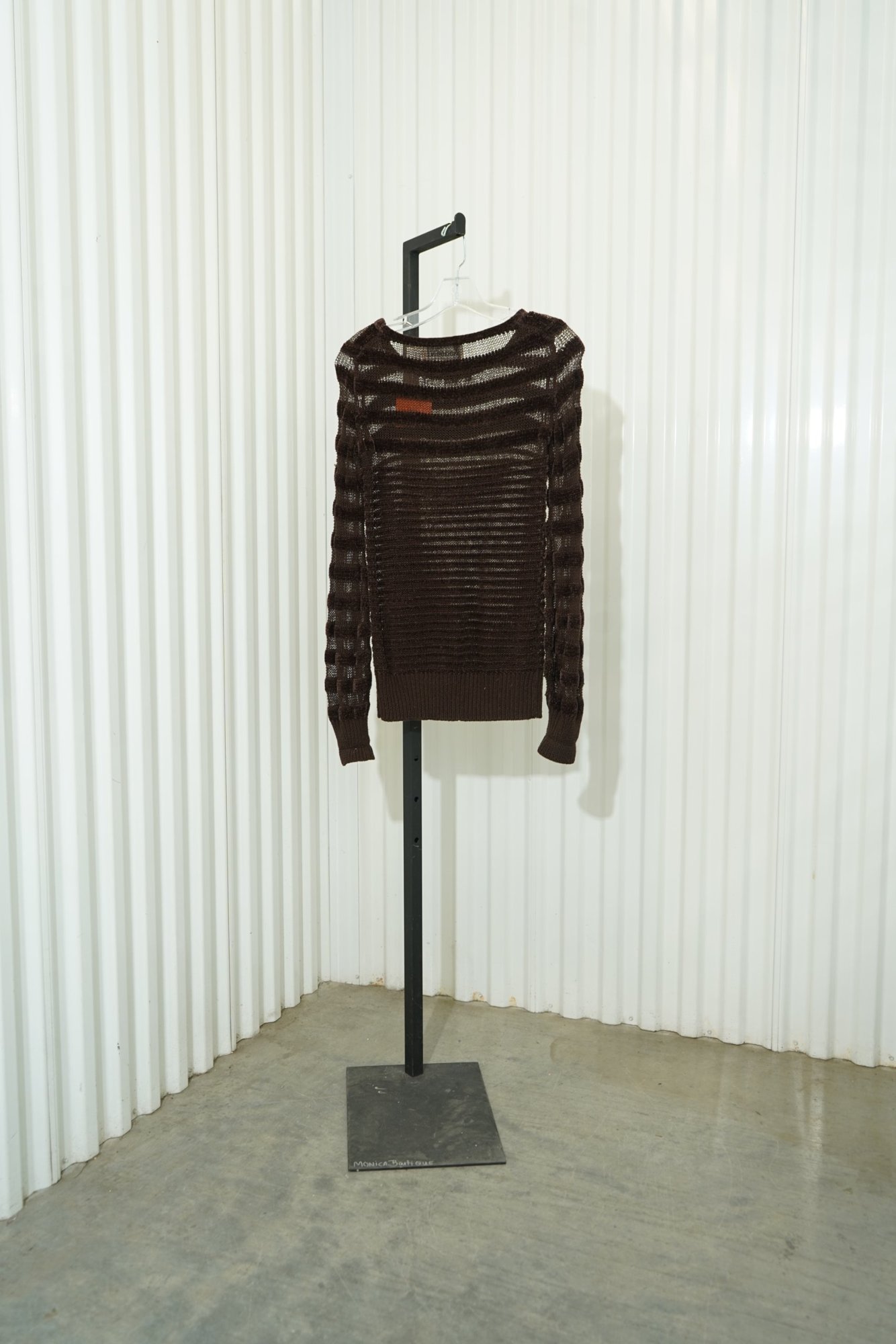 70s Rondeau International Chocolate Brown Open-Weave Knit Sweater, image 7