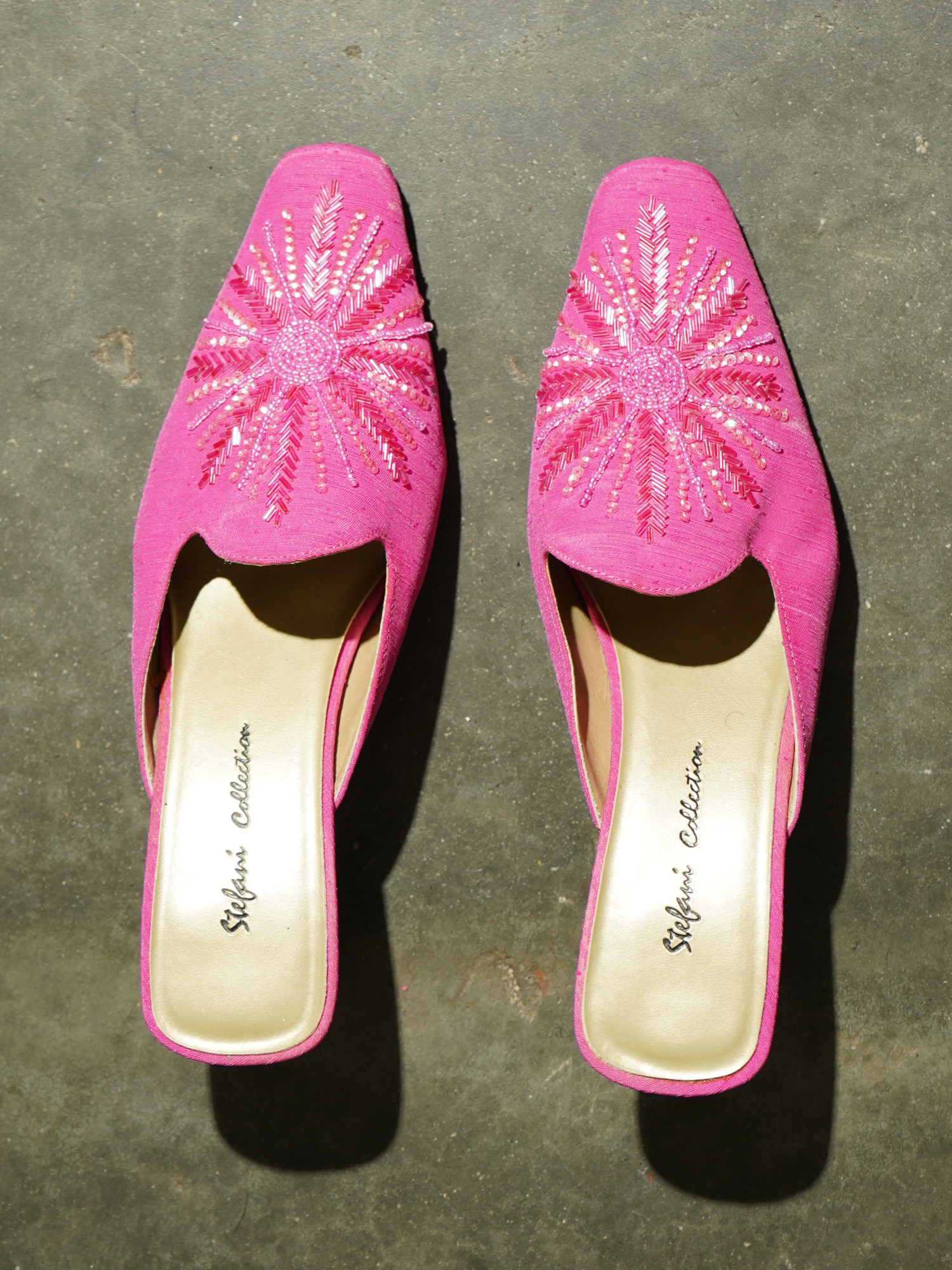 Stefani Collection Hot Pink Beaded Sunburst Mule — image 3