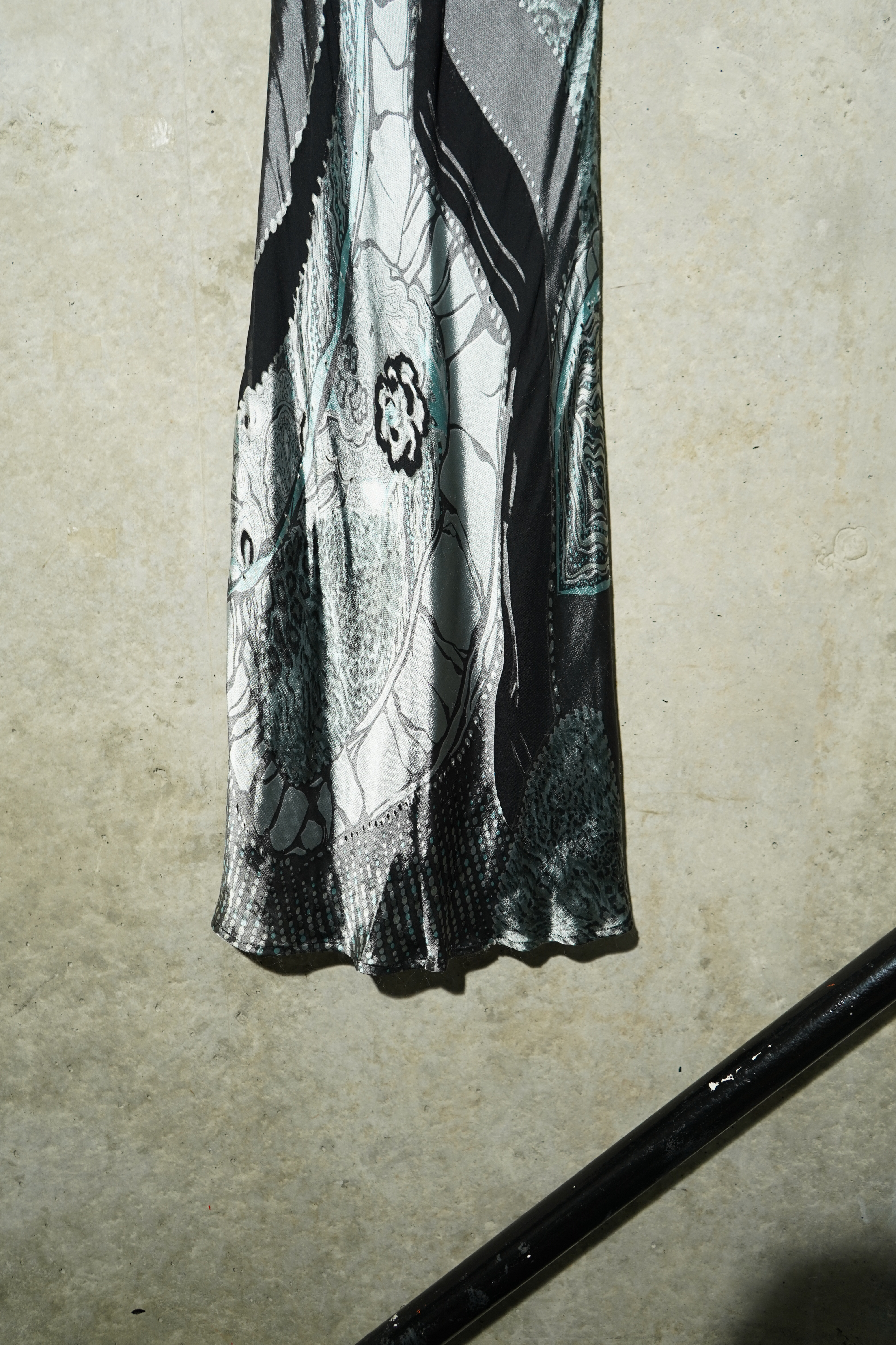 Black and Silver Abstract Print Midi Dress — image 5