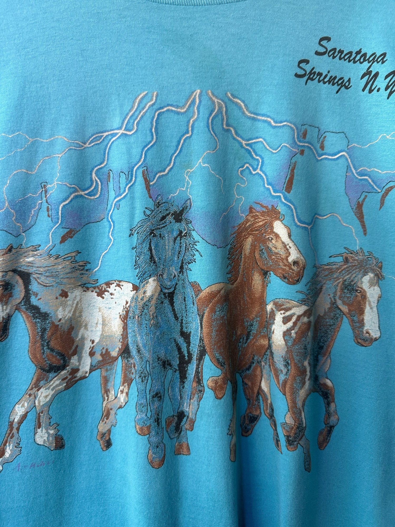 Vintage Turquoise Horse & Lightning T-Shirt, image 2