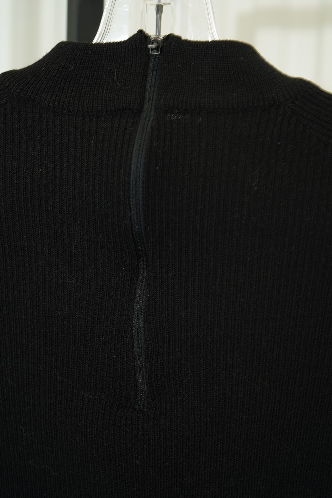 80s Hark Balck Merino Wool Mock-Neck Ribbed Sweater, image 5