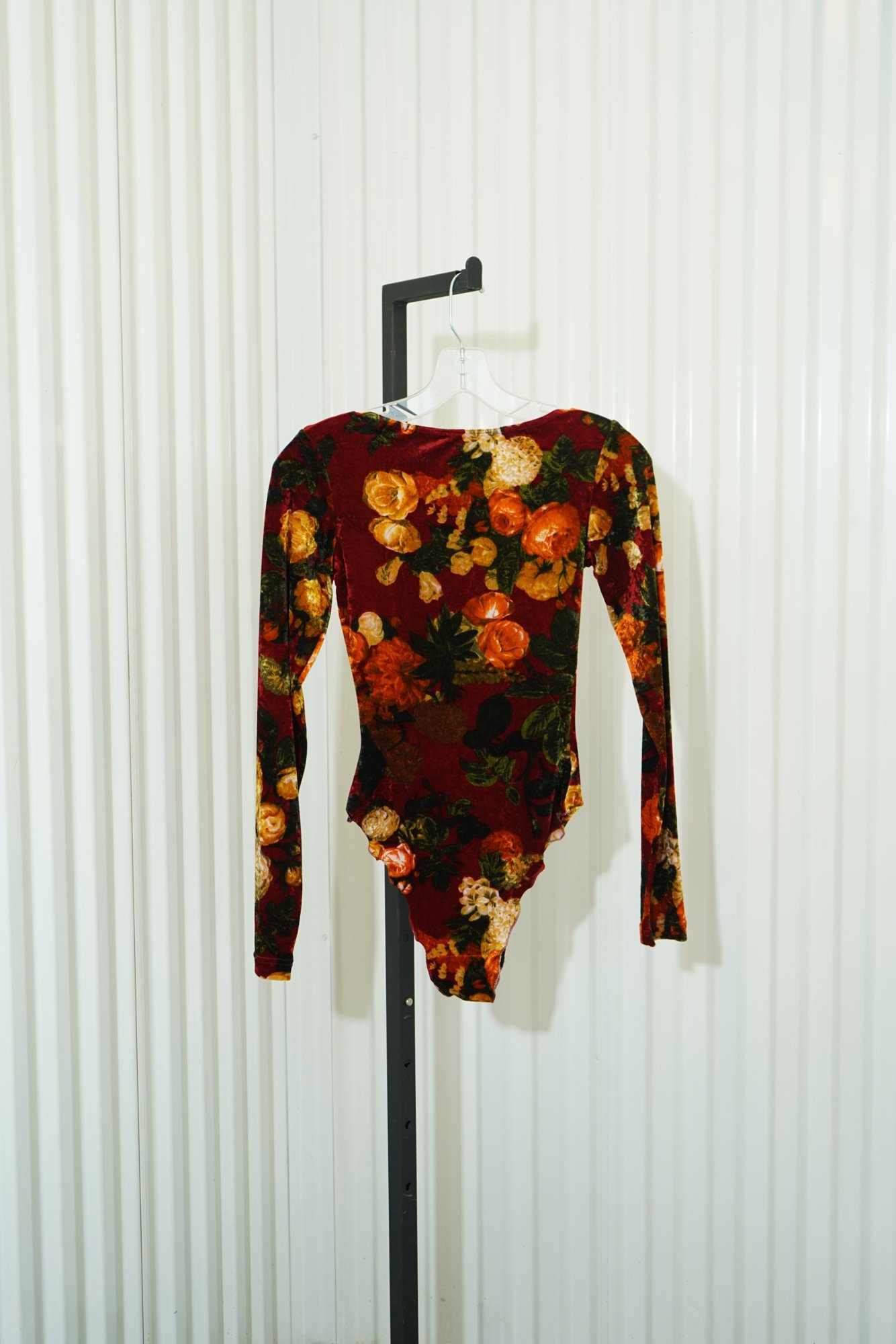 1970s Amazone velvet floral long sleeve bodysuit, image 6