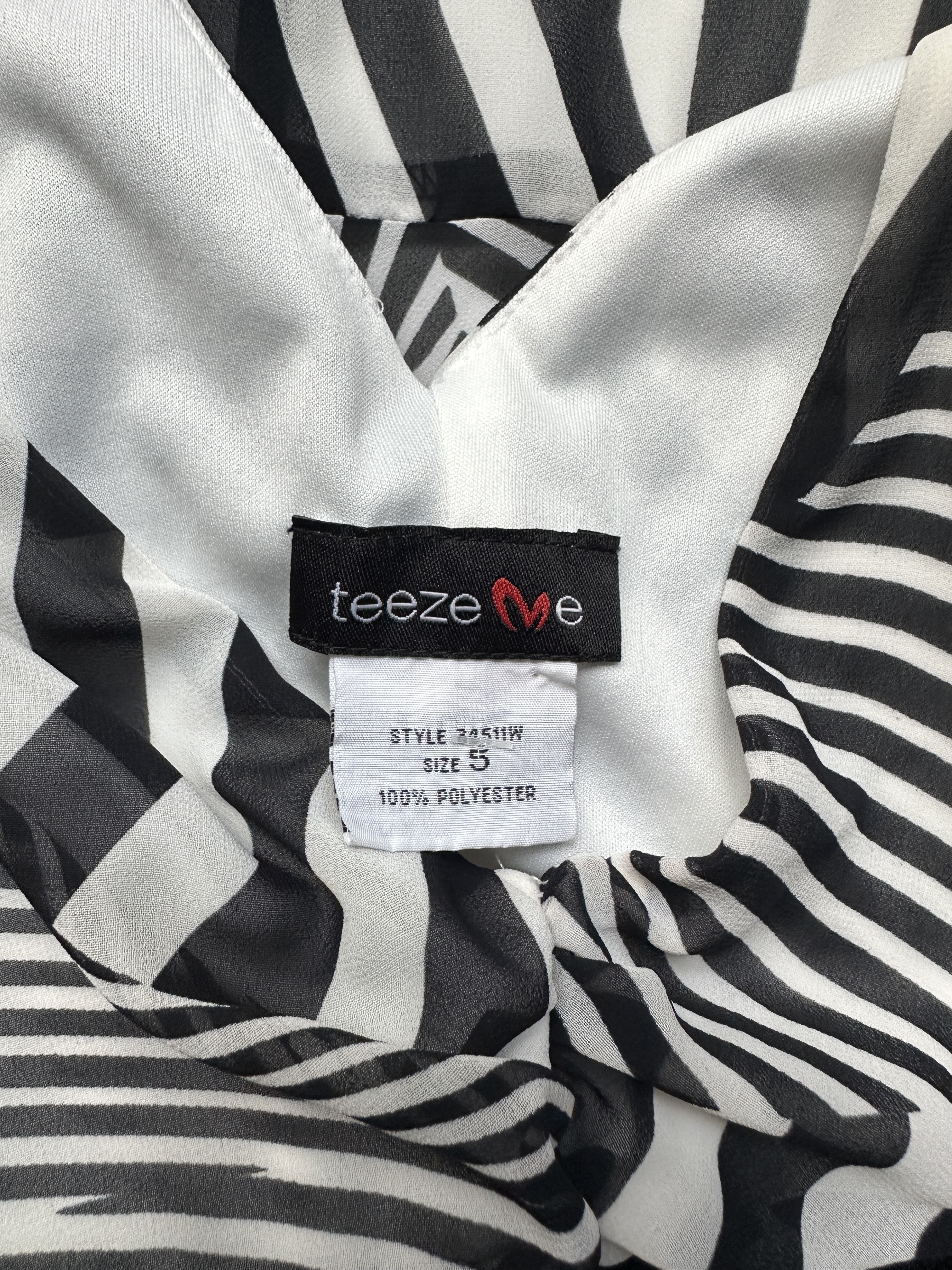 Teeze Me Black & White Striped Dress, image 2