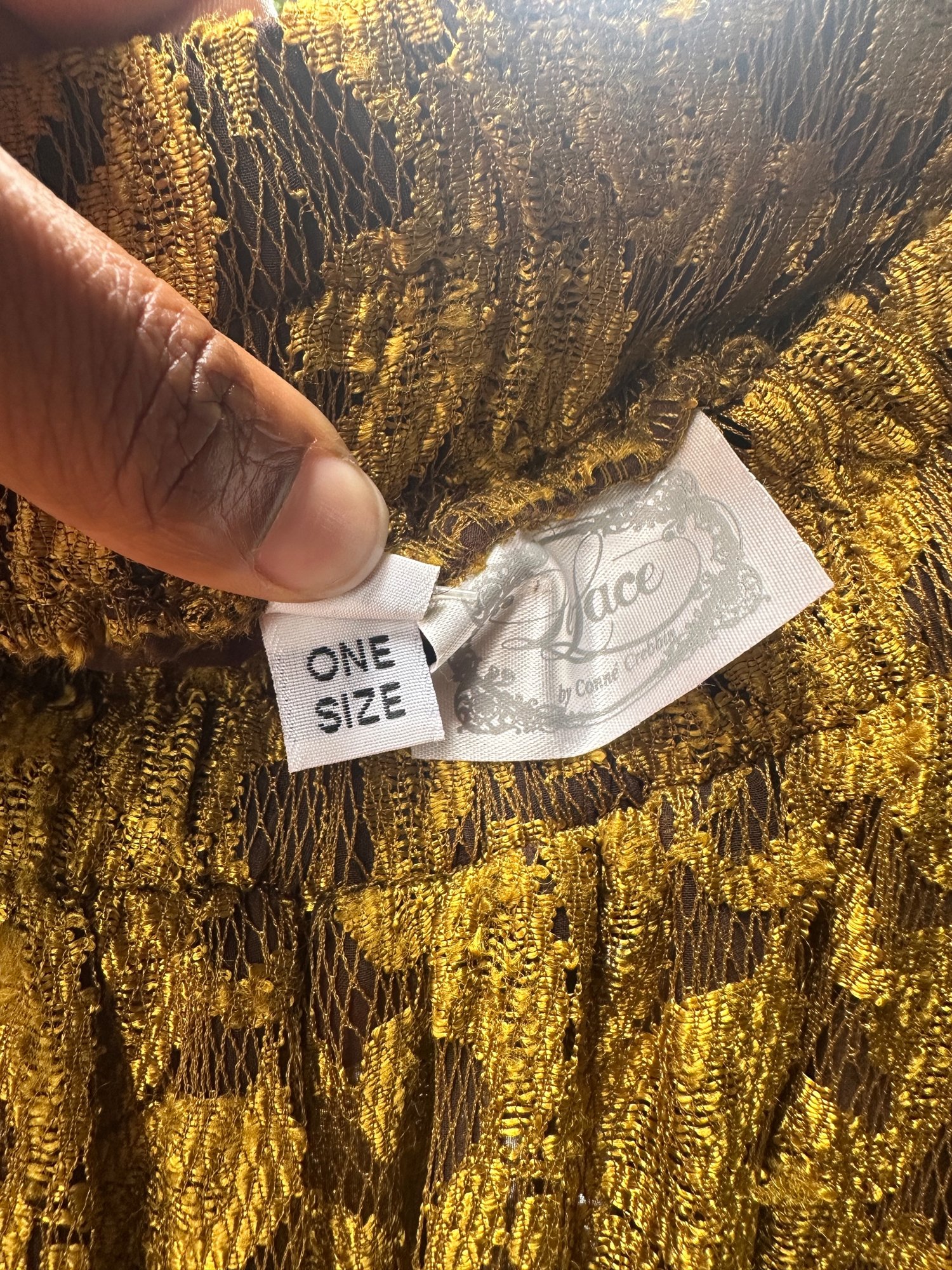 1980s-2000s Lace by Conné Carlton Mustard Lace Tiered Maxi Skirt, image 6