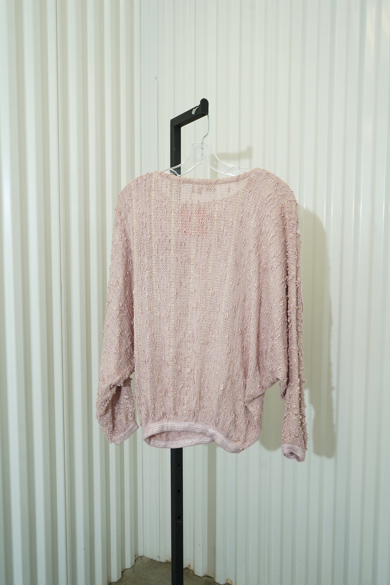80s Chal Var Pink Satin Ribbon Floral Satin Appliqué Knit Pullover, image 6