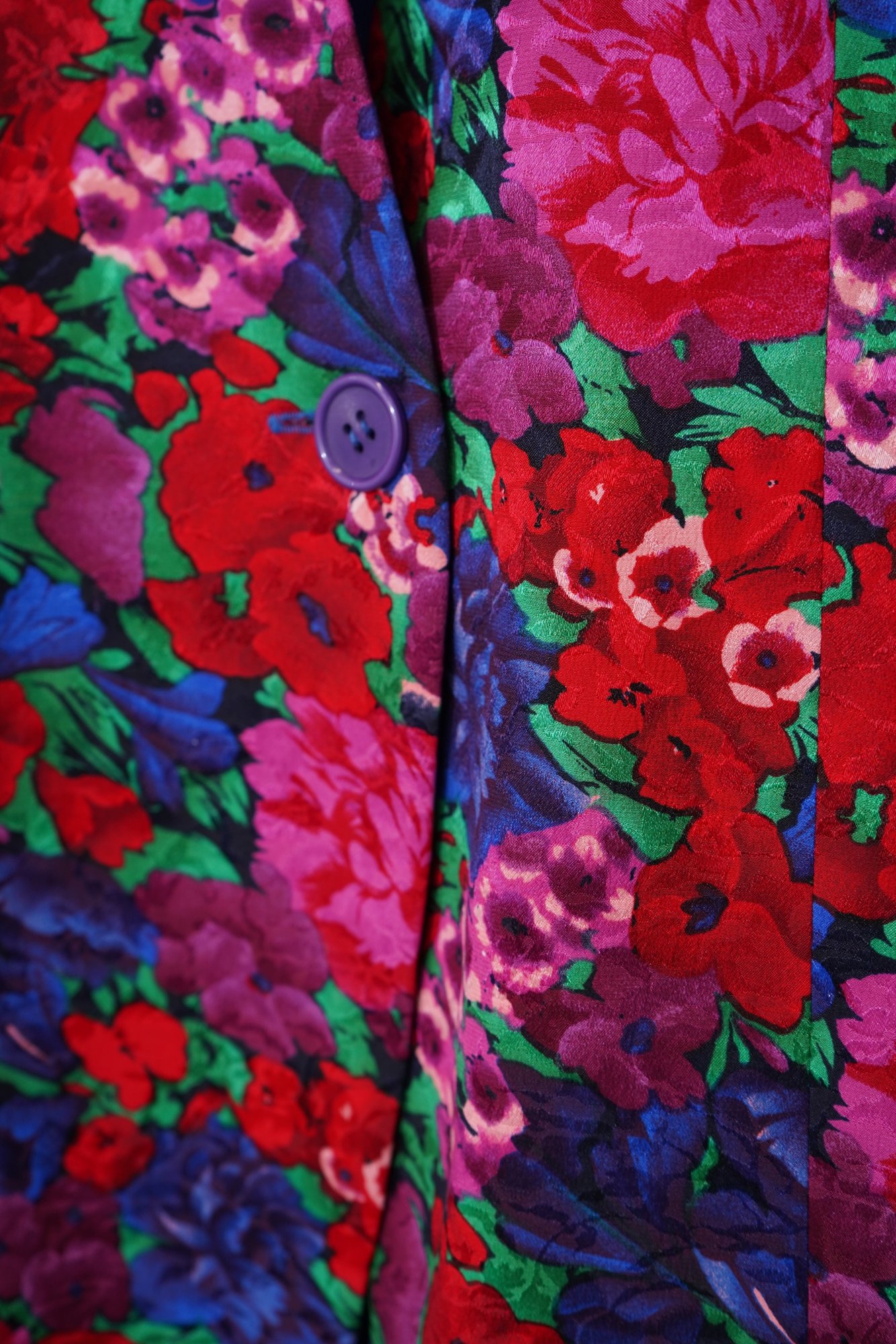 80s Constance Sanders for Richard Warren II Richard silk vibrant floral jacket, image 4
