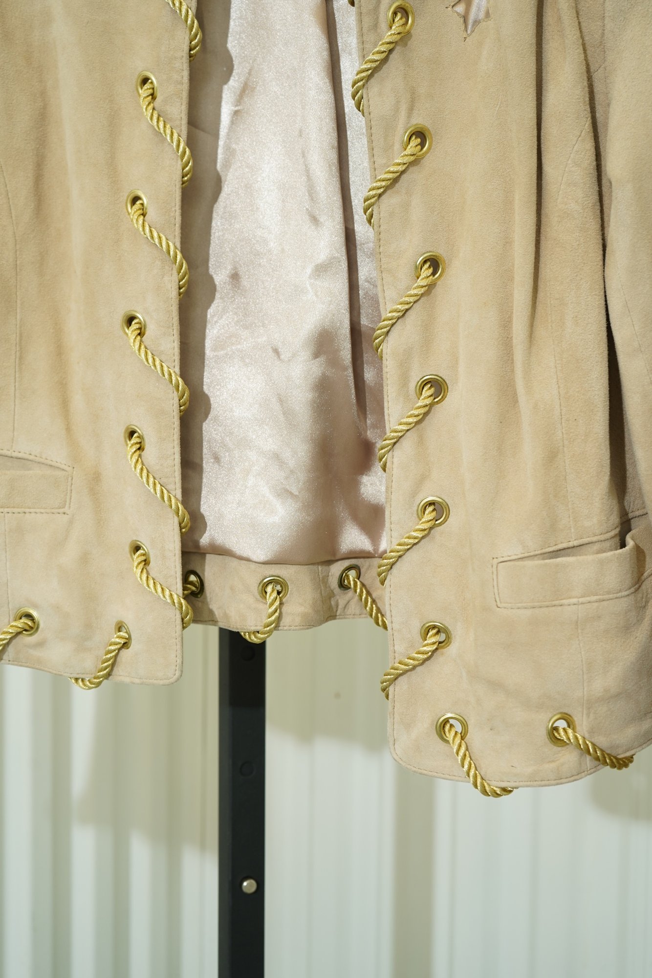 1990s APART impressions tan leather suede jacket with star appliqués, image 6