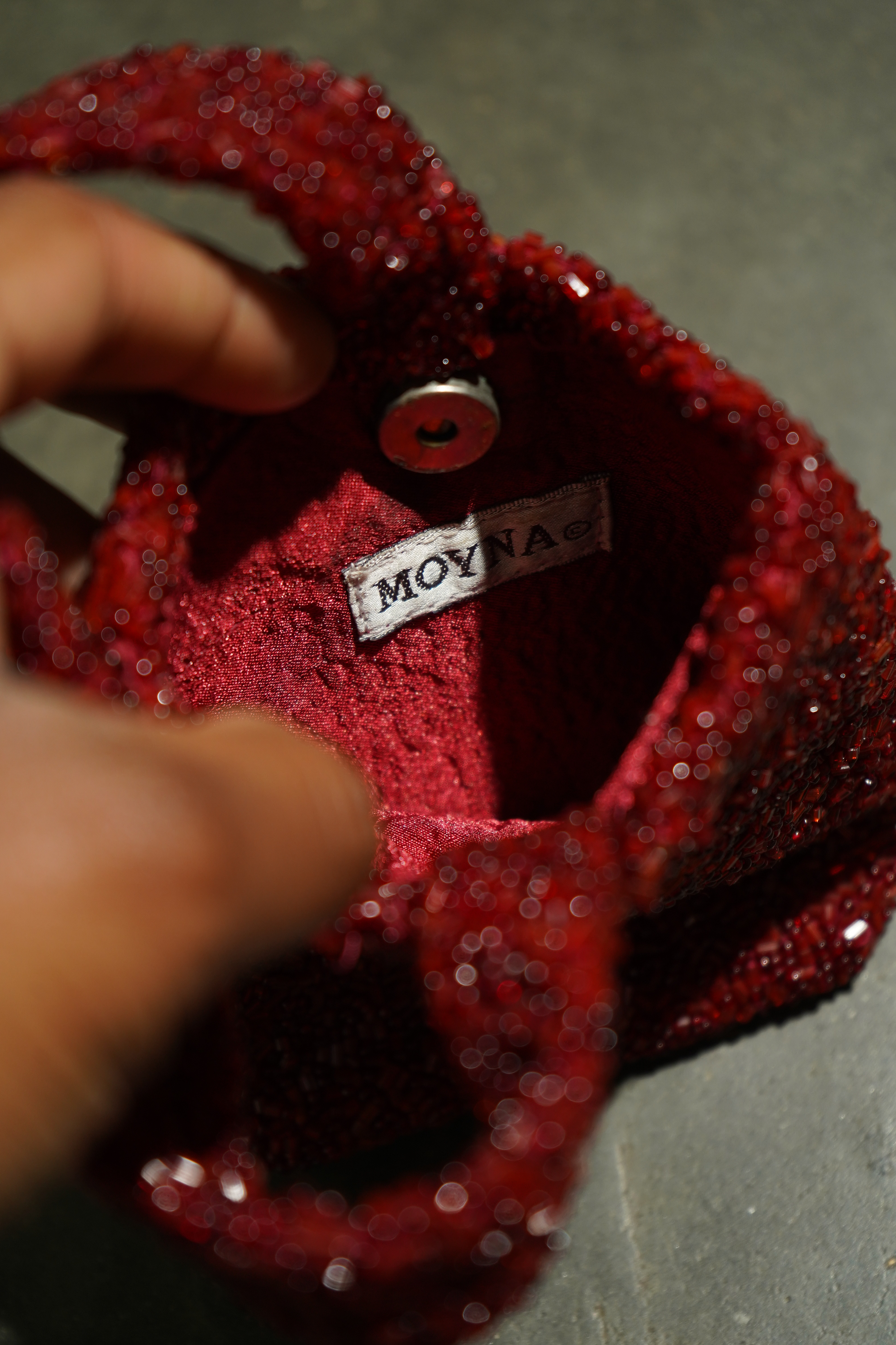 Moyna Red Beaded Wristlet Bag — image 5