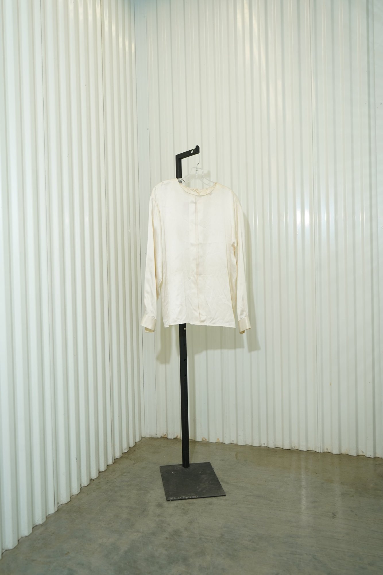 1980's Renzo Realli Ivory Pleated Silk Front Long Sleeve Blouse, image 2