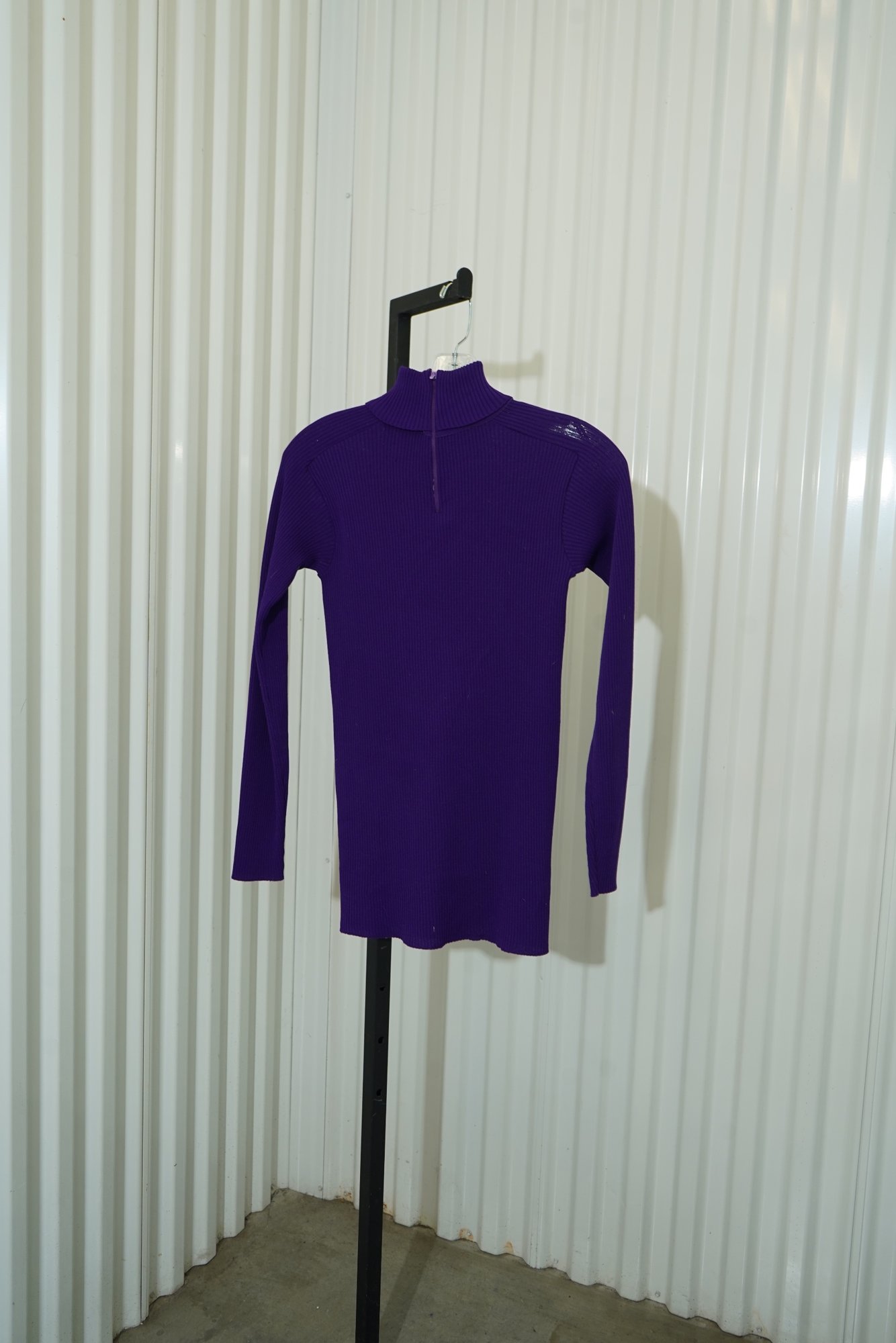 70s Tami Royal Purple Fully Fashioned Ribbed Trutleneck Sweater- Made in Hong K…, image 5
