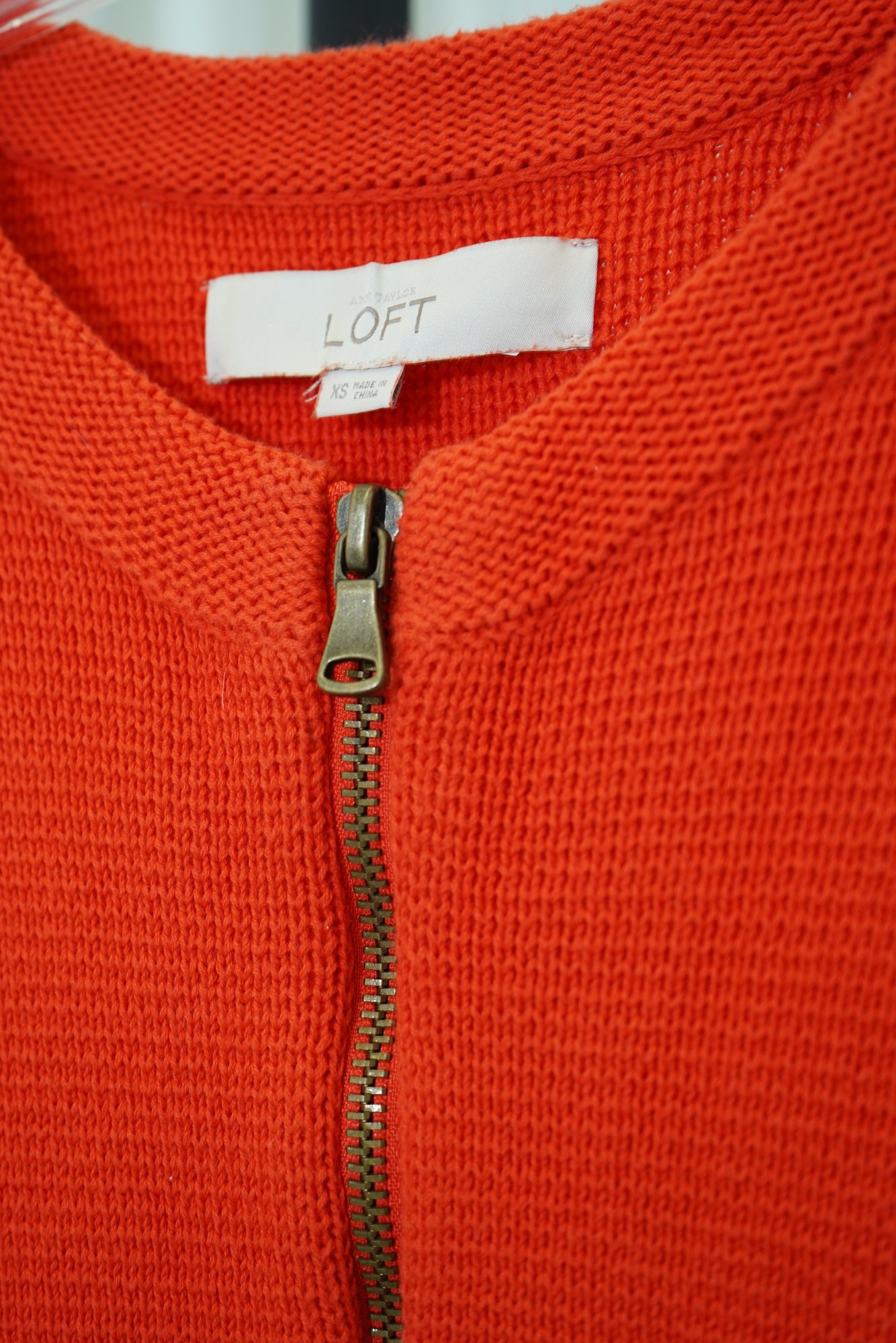 2000s-2010s LOFT orange full-zip cotton knit cardigan jacket, image 5