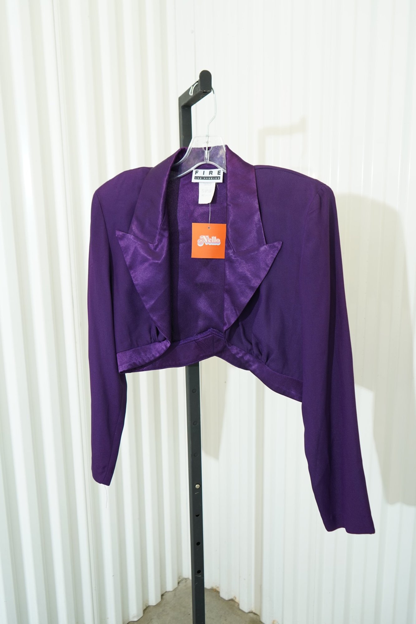 80s/90s FIRE Los Angeles Purple Satin Lapel Cropped Bolero Jacket, image 4