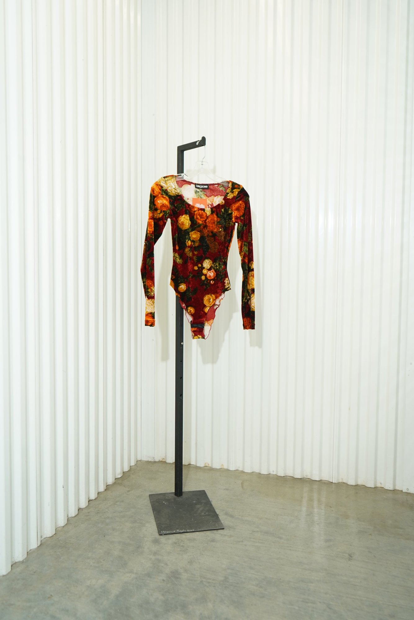 1970s Amazone velvet floral long sleeve bodysuit, image 2