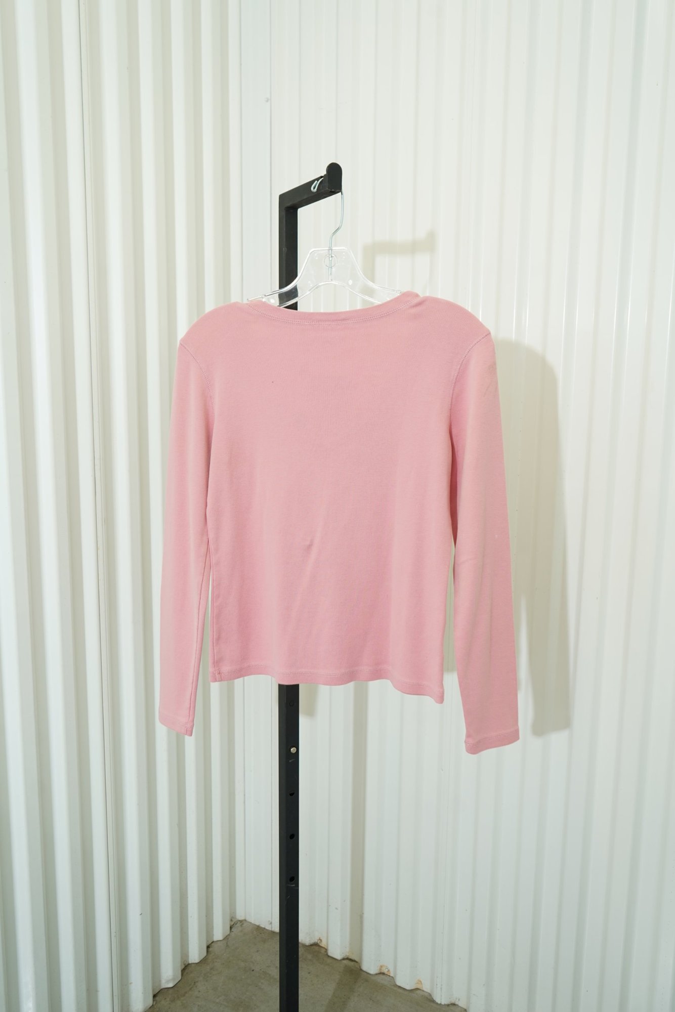 2010s-2020s Ann Taylor LOFT Melon Pink V-neck long sleeve top, image 6