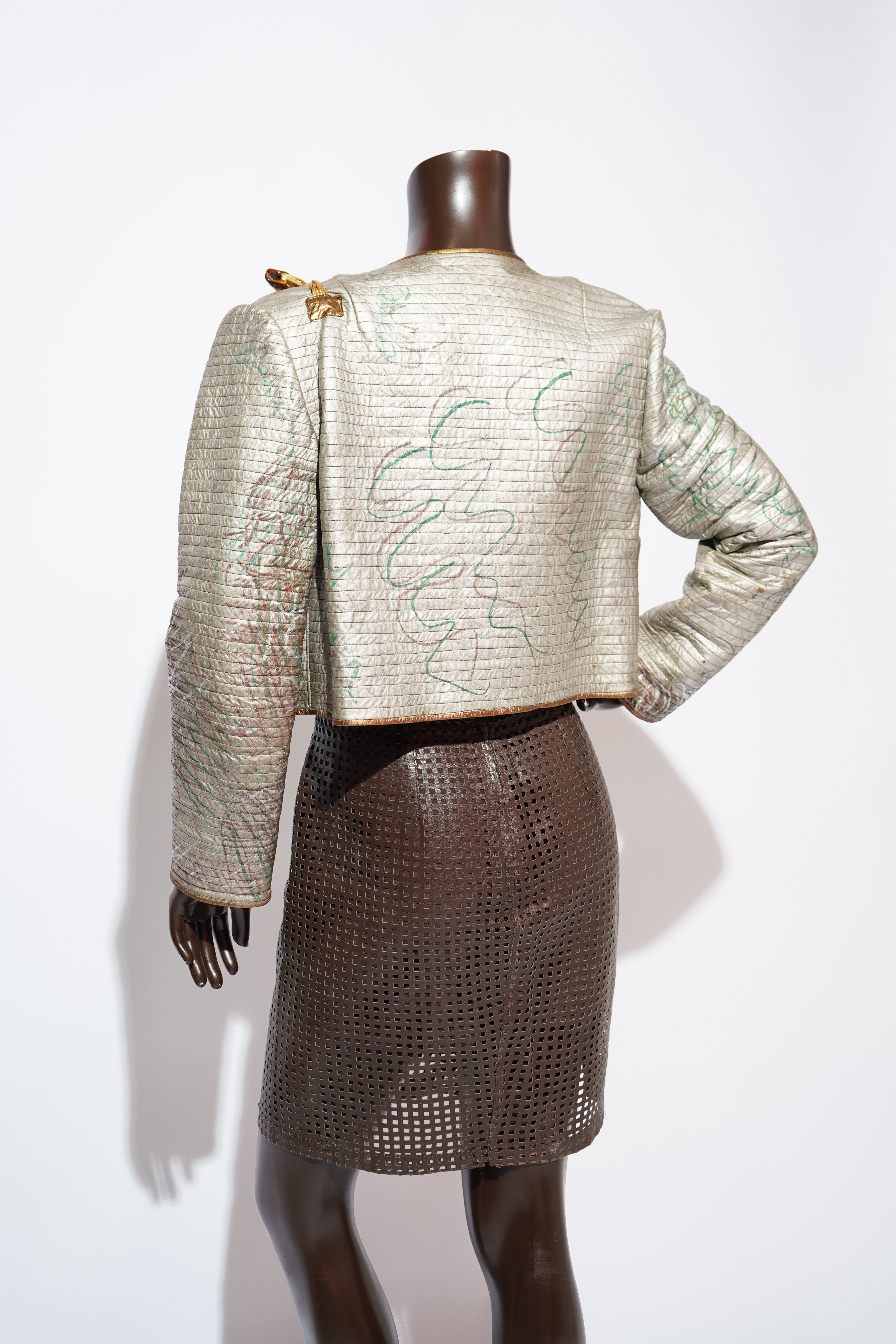 1980's Lisandro Sarasola Metallic Quilted Cropped Jacket — image 7