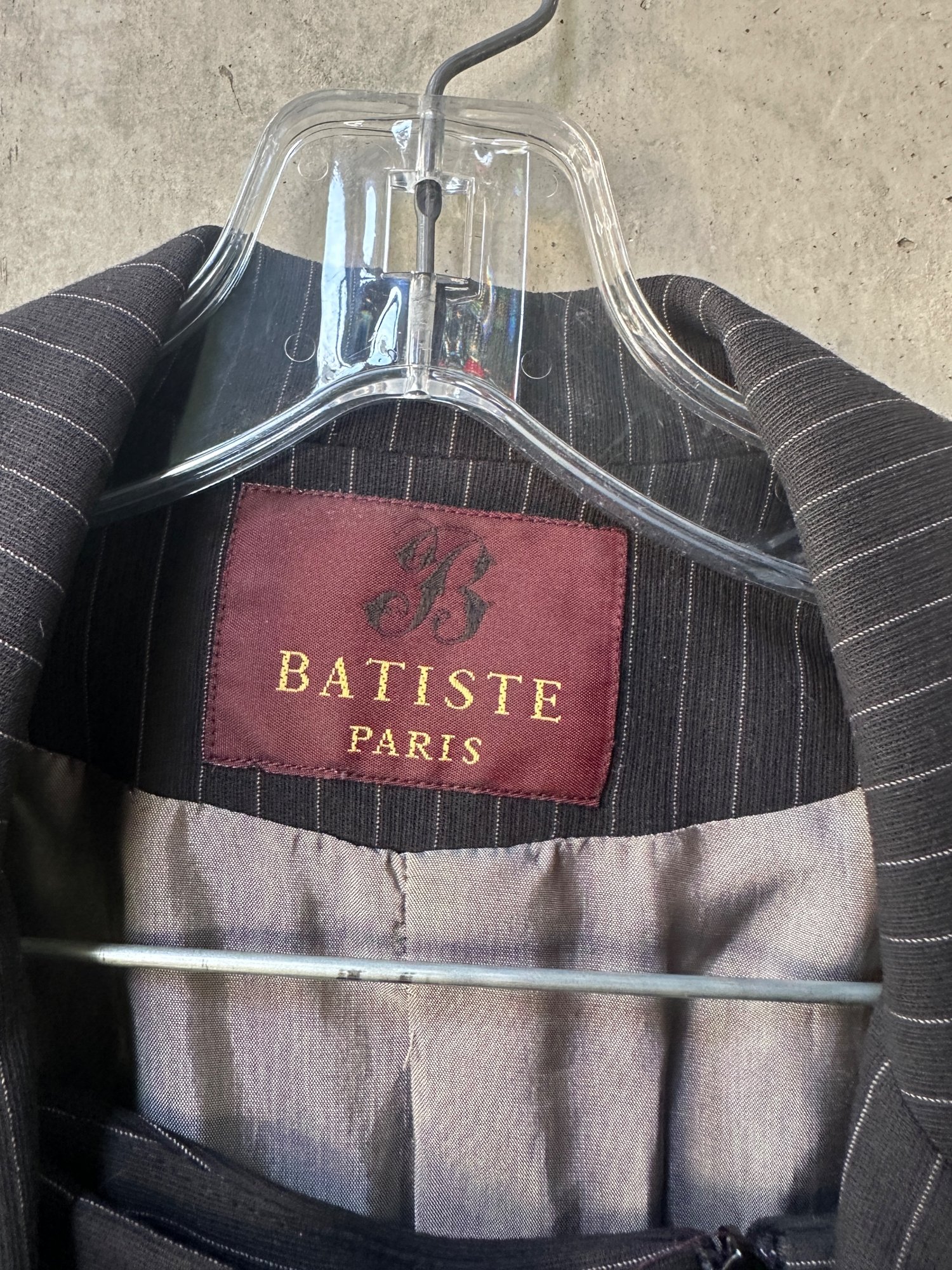 1980s-1990s BATISTE Pinstripe Blazer and Trouser Suit Set, image 2