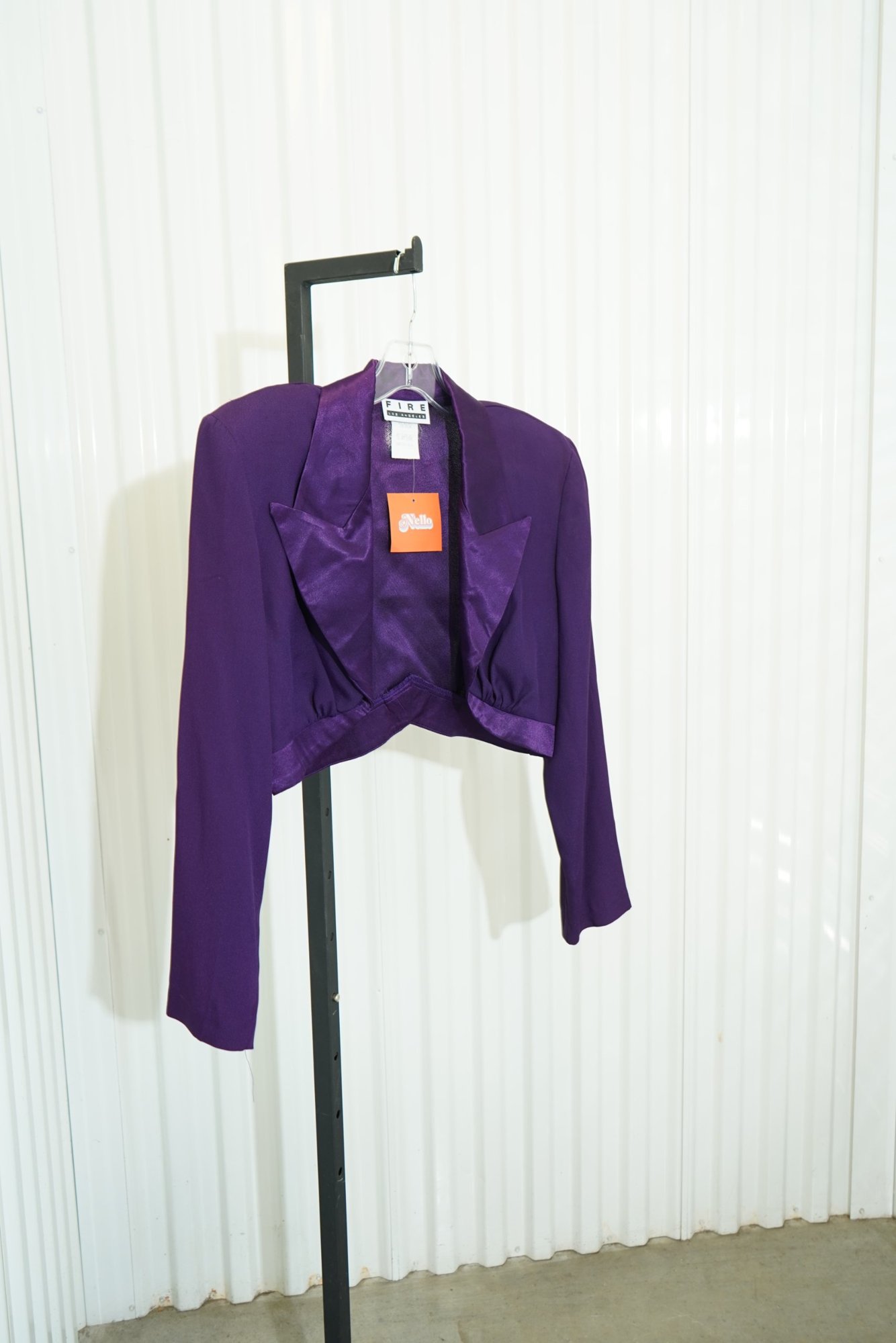80s/90s FIRE Los Angeles Purple Satin Lapel Cropped Bolero Jacket, image 5