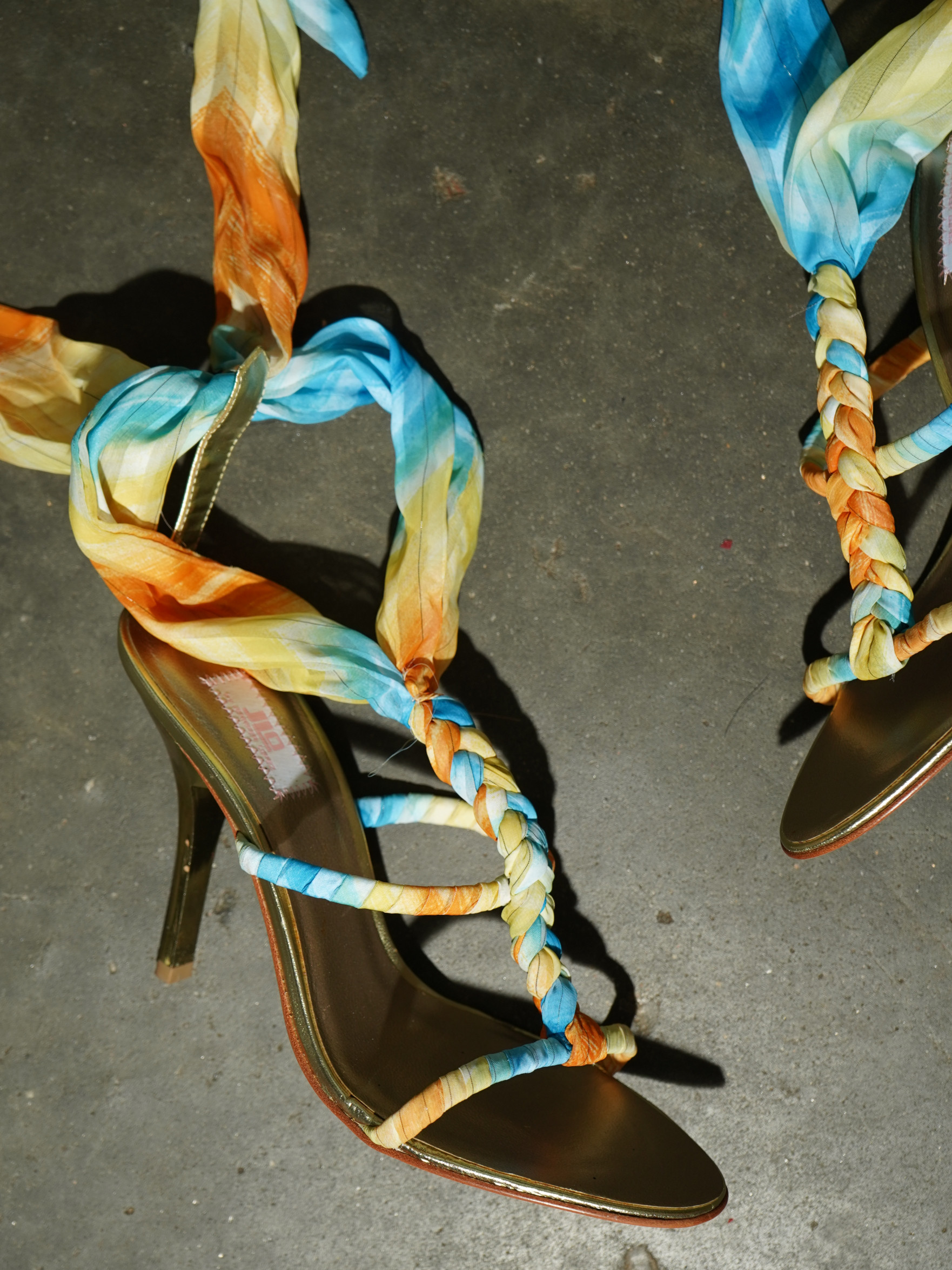JLO Braided Silk Scarf Lace-Up Gladiator Sandal — image 5