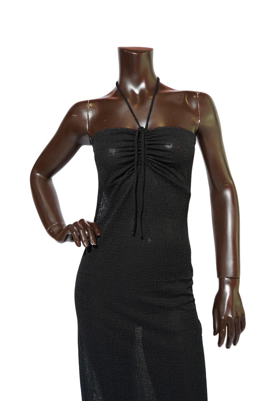 FENDI Mare — Black Zucchino Monogram Halter Maxi Dress Circa 1990s | Karl Lagerf — image 3