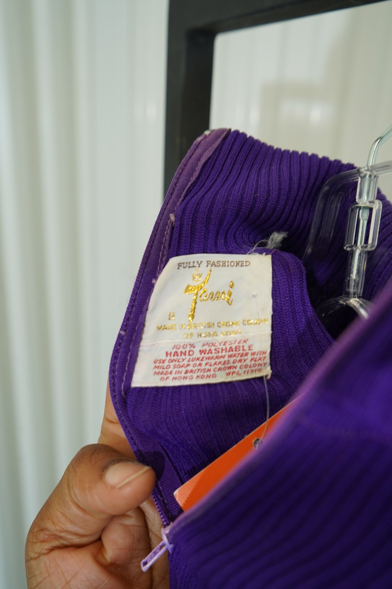 70s Tami Royal Purple Fully Fashioned Ribbed Trutleneck Sweater- Made in Hong K…, image 4
