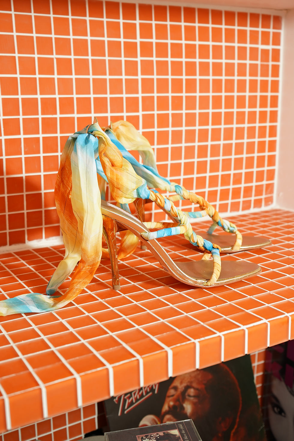 Thumbnail: JLO Braided Silk Scarf Lace-Up Gladiator Sandal