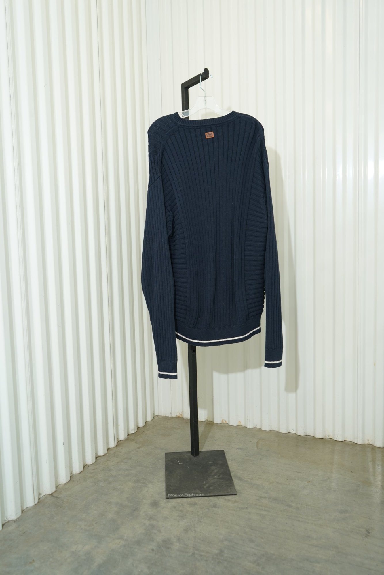 Y2K eckō unltd. Navy Ribbed Crew Neck Sweater (mens), image 5