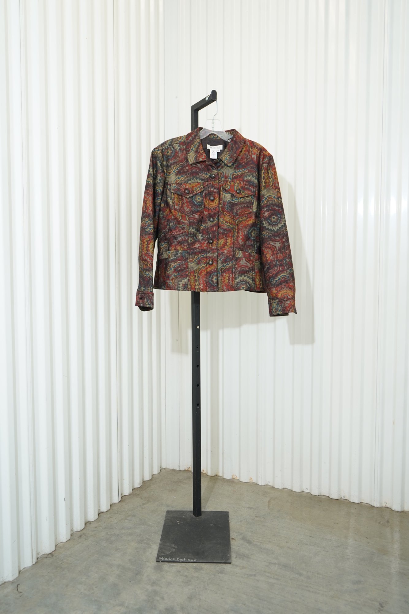 80s Coldwater Creek button-up jacket with colorful marbled print, image 4