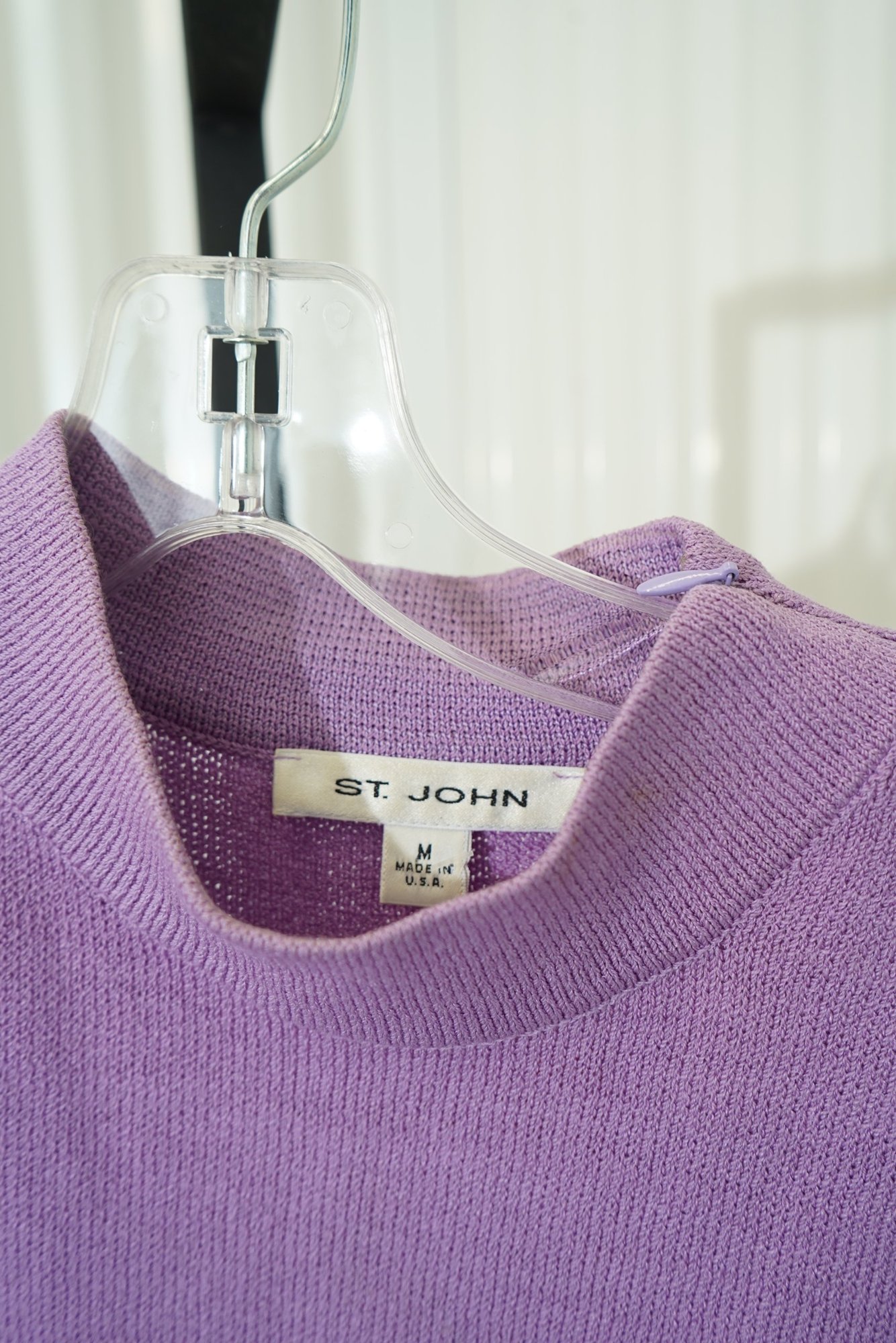 90s St. John Orchid Violet Mock Neck Shoulder Zipper knit Tank, image 3