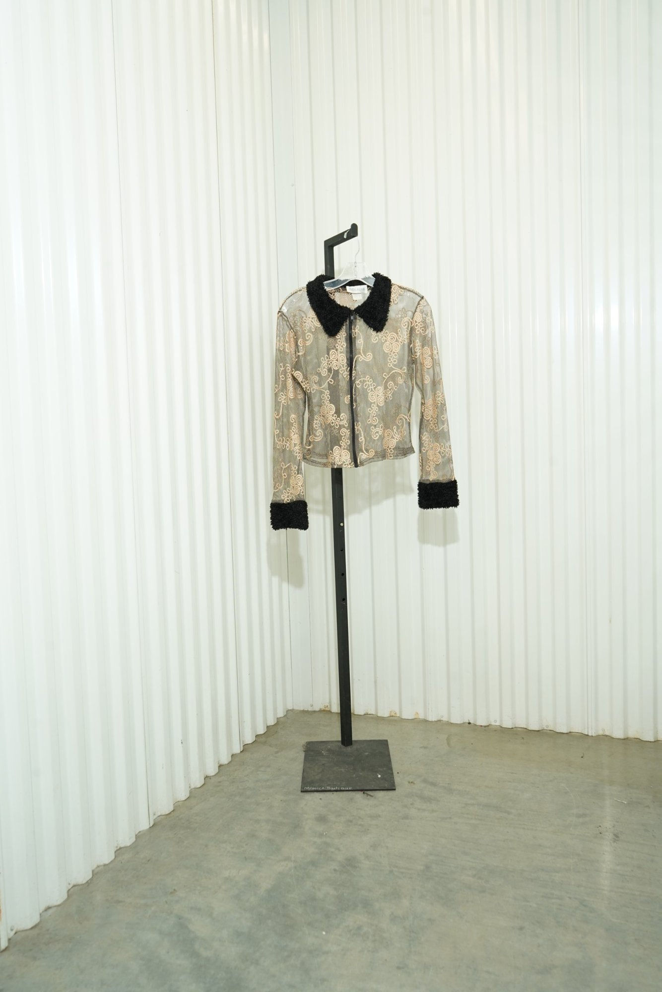 Millenium New York 1990s-2000s Millennium New York sheer mesh and fur cropped z…