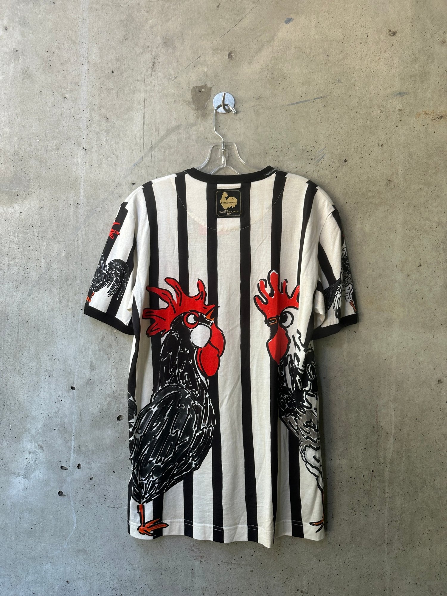 2016-2017 Dolce & Gabbana Rooster Print Striped T-Shirt, image 6