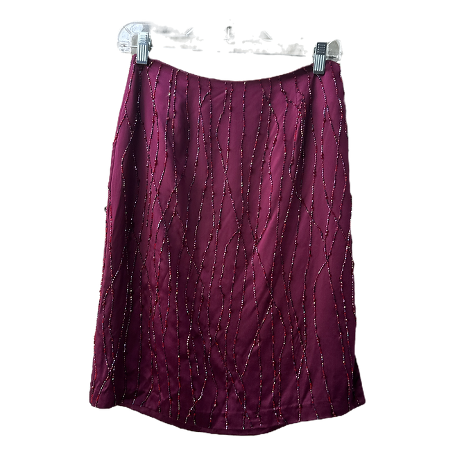 Dana Buchman Wine Silk Beaded Skirt