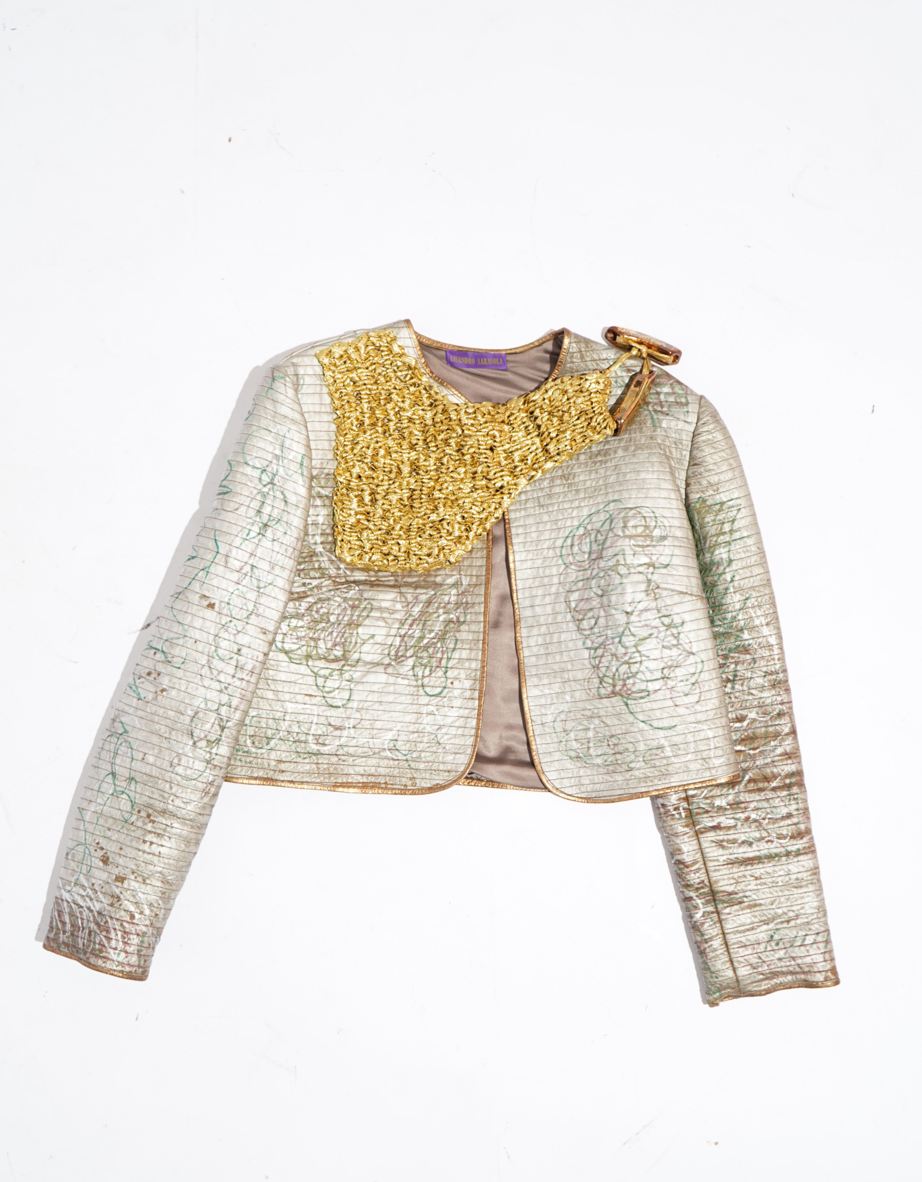 1980's Lisandro Sarasola Metallic Quilted Cropped Jacket — image 8