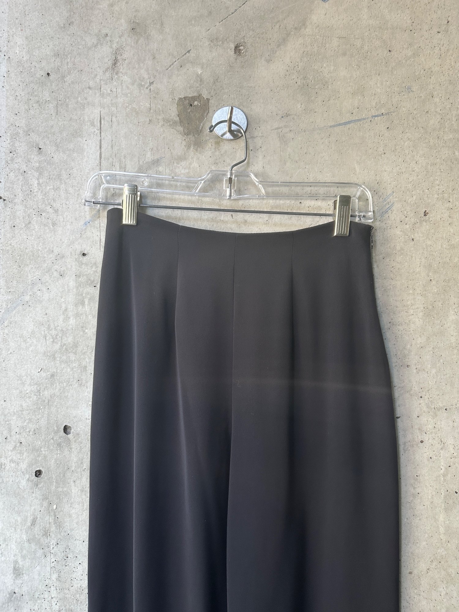 1980s-1990s Tempo Paris Black Wide Slit Sheer Layered Leg Trousers, image 2
