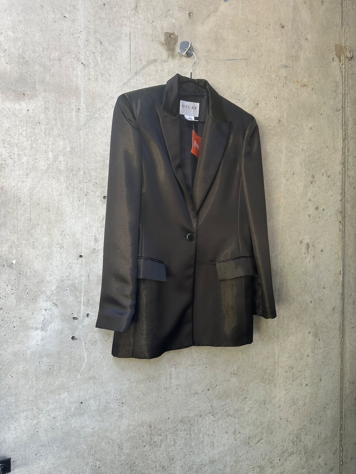 90s Oscar Satin Single-Button Blazer, image 4