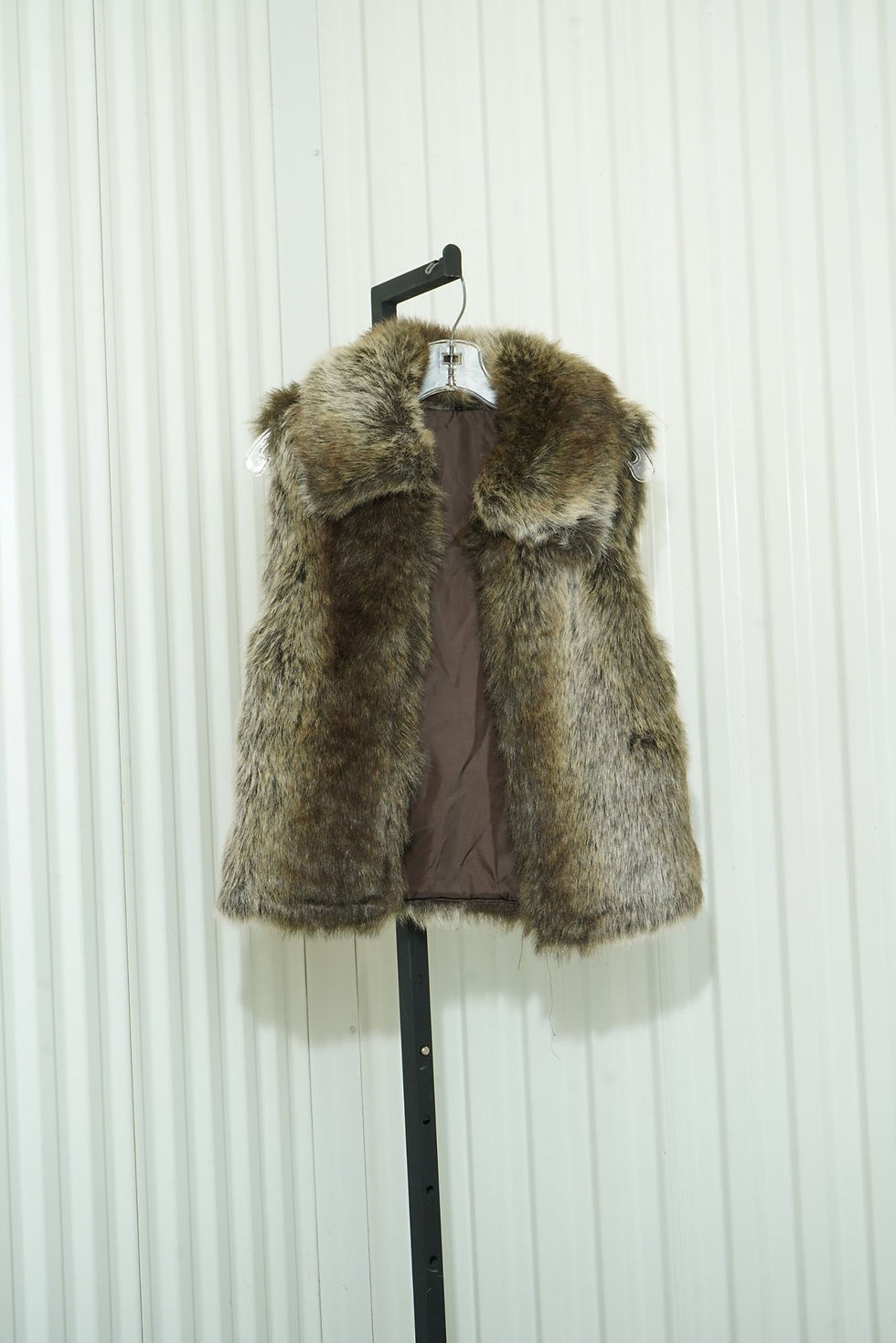 Brown Grey Faux Fur Vest